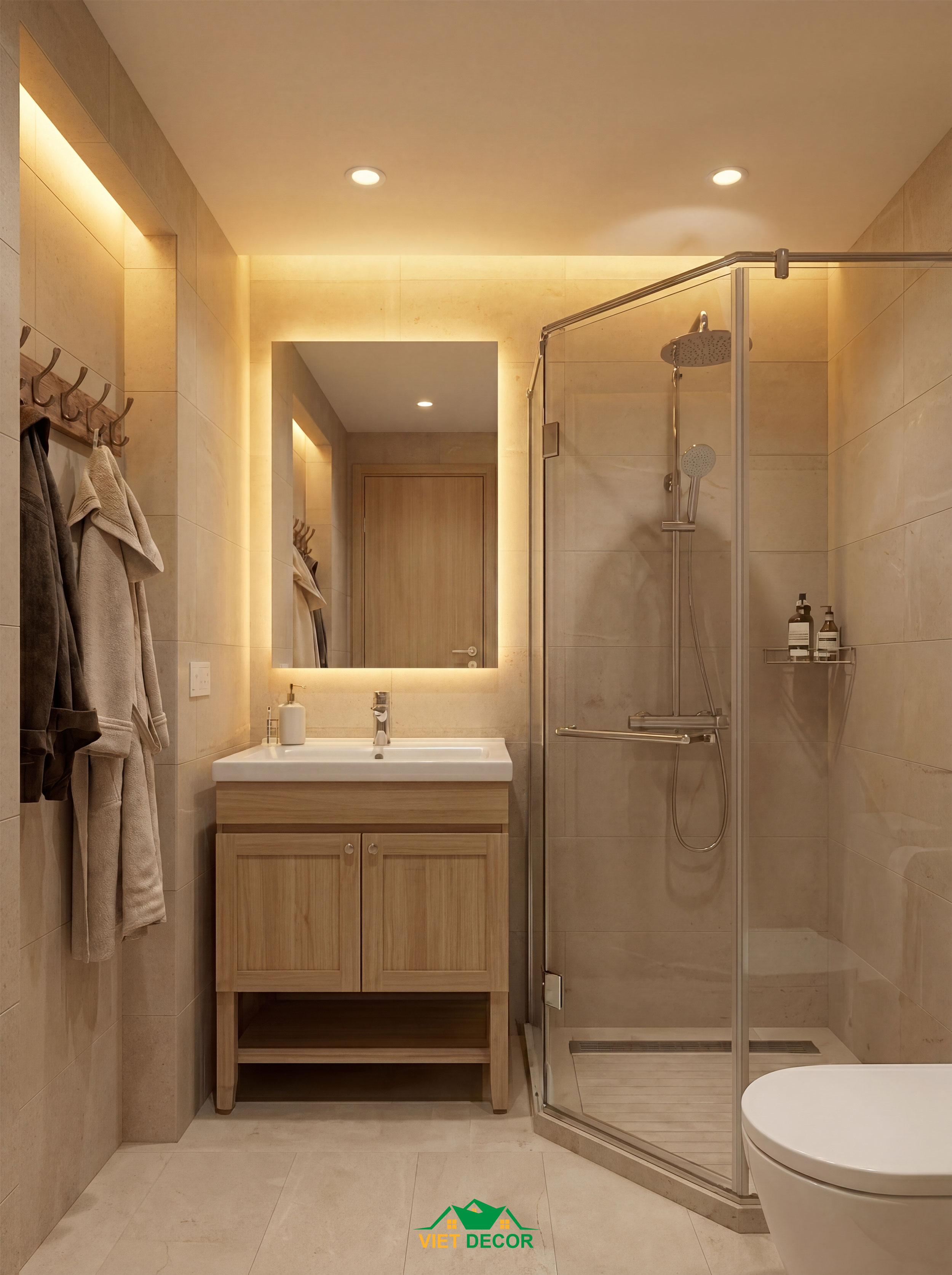 Nội Thất Việt Decor thiết kế thi công nội thất phòng tắm căn hộ 2 phòng ngủ chung cư Victoria Village TP HCM