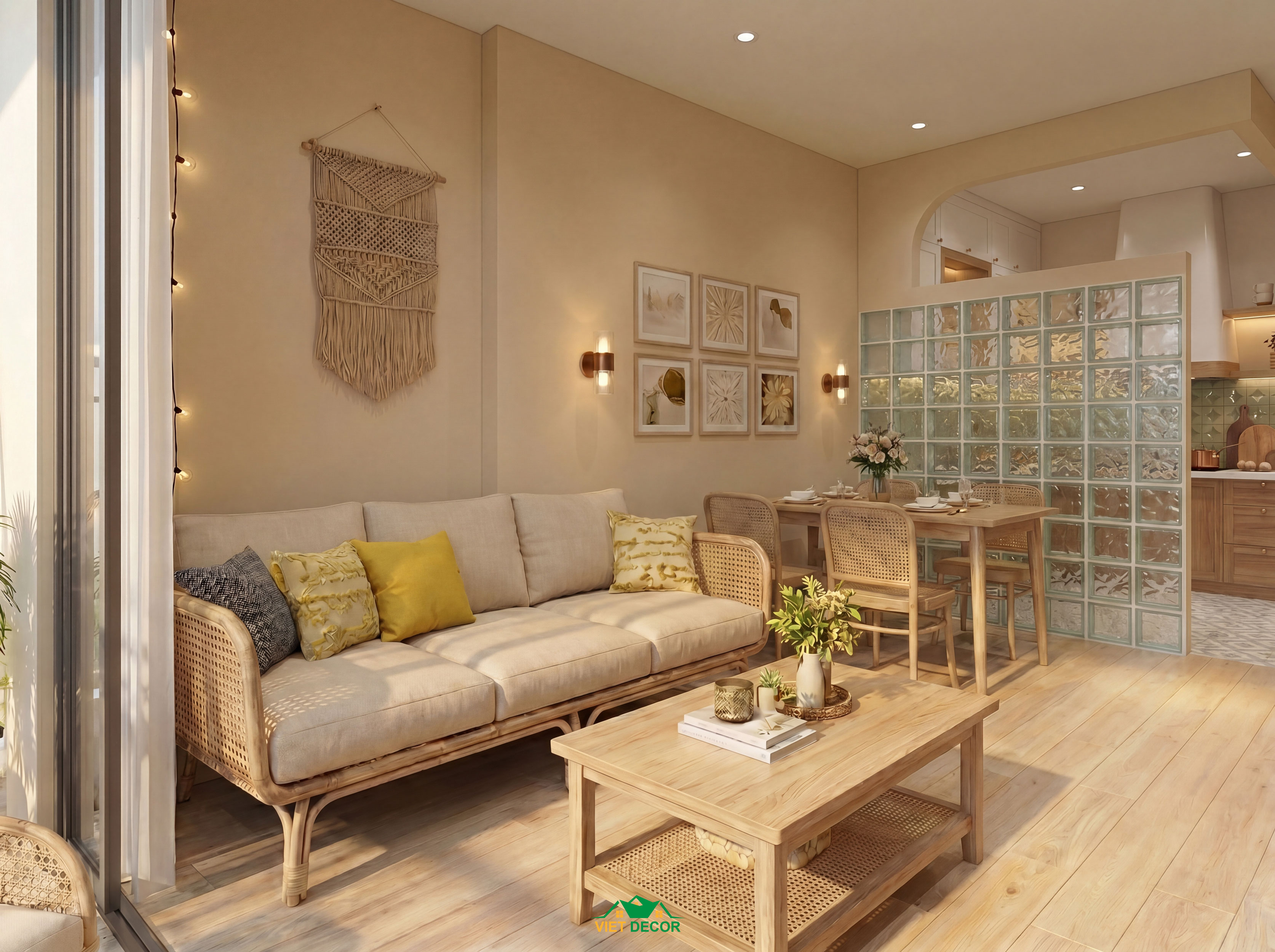 Nội Thất Việt Decor thiết kế thi công nội thất phòng khách căn hộ 2 phòng ngủ chung cư Victoria Village TP HCM
