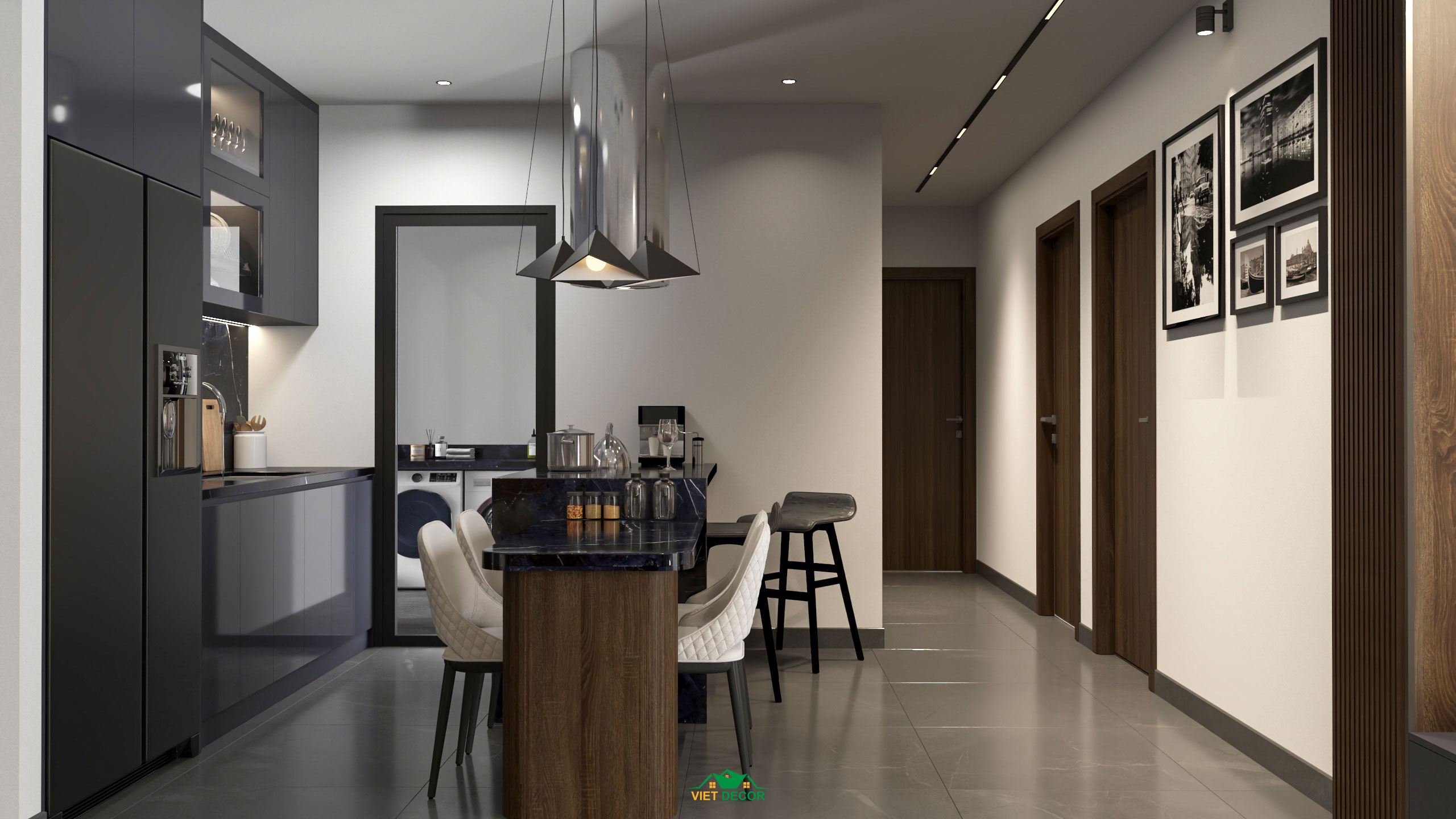 Nội Thất Việt Decor thiết kế thi công nội thất căn hộ 3 phòng ngủ dự án Essensia Sky TP HCM, nhà bếp