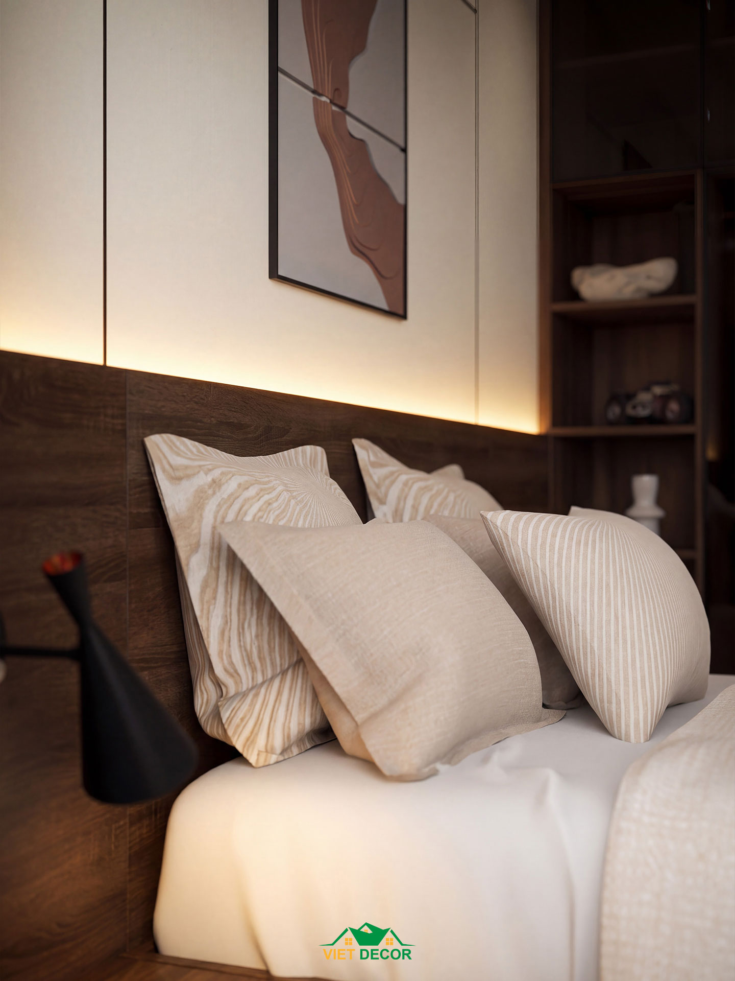 Nội Thất Việt Decor thiết kế thi công nội thất căn hộ 3 phòng ngủ dự án Essensia Sky TP HCM, giường ngủ