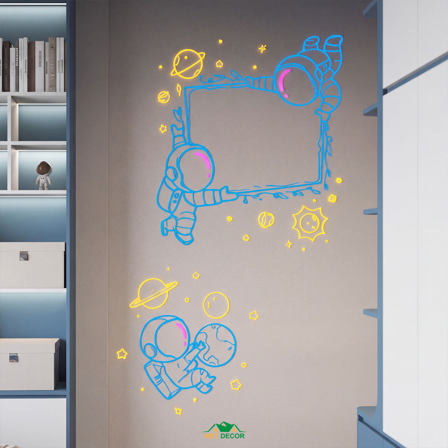 Nội Thất Việt Decor thiết kế thi công nội thất căn hộ 3 phòng ngủ dự án Essensia Sky TP HCM, tranh vẽ tường phòng ngủ bé