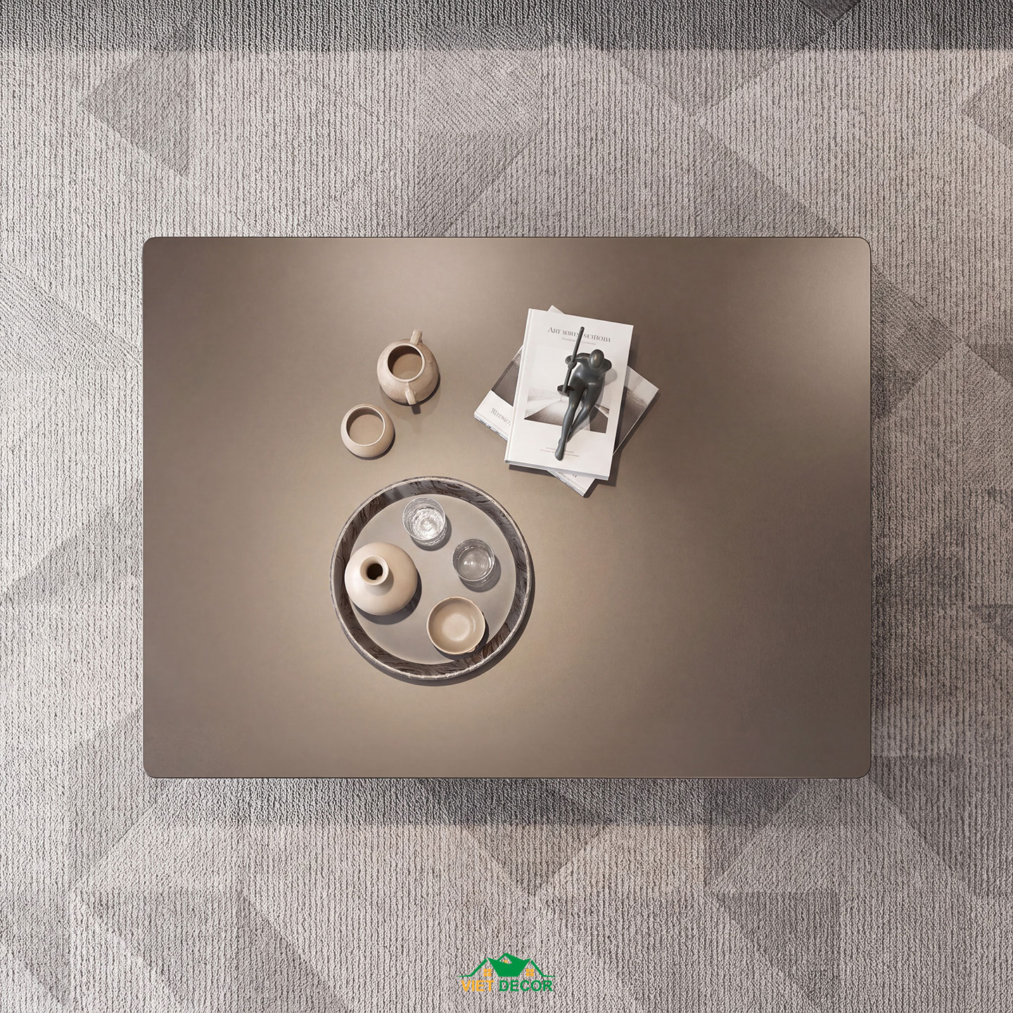 Nội Thất Việt Decor thiết kế thi công nội thất căn hộ 3 phòng ngủ dự án Essensia Sky TP HCM, bàn trà và thảm trải sàn