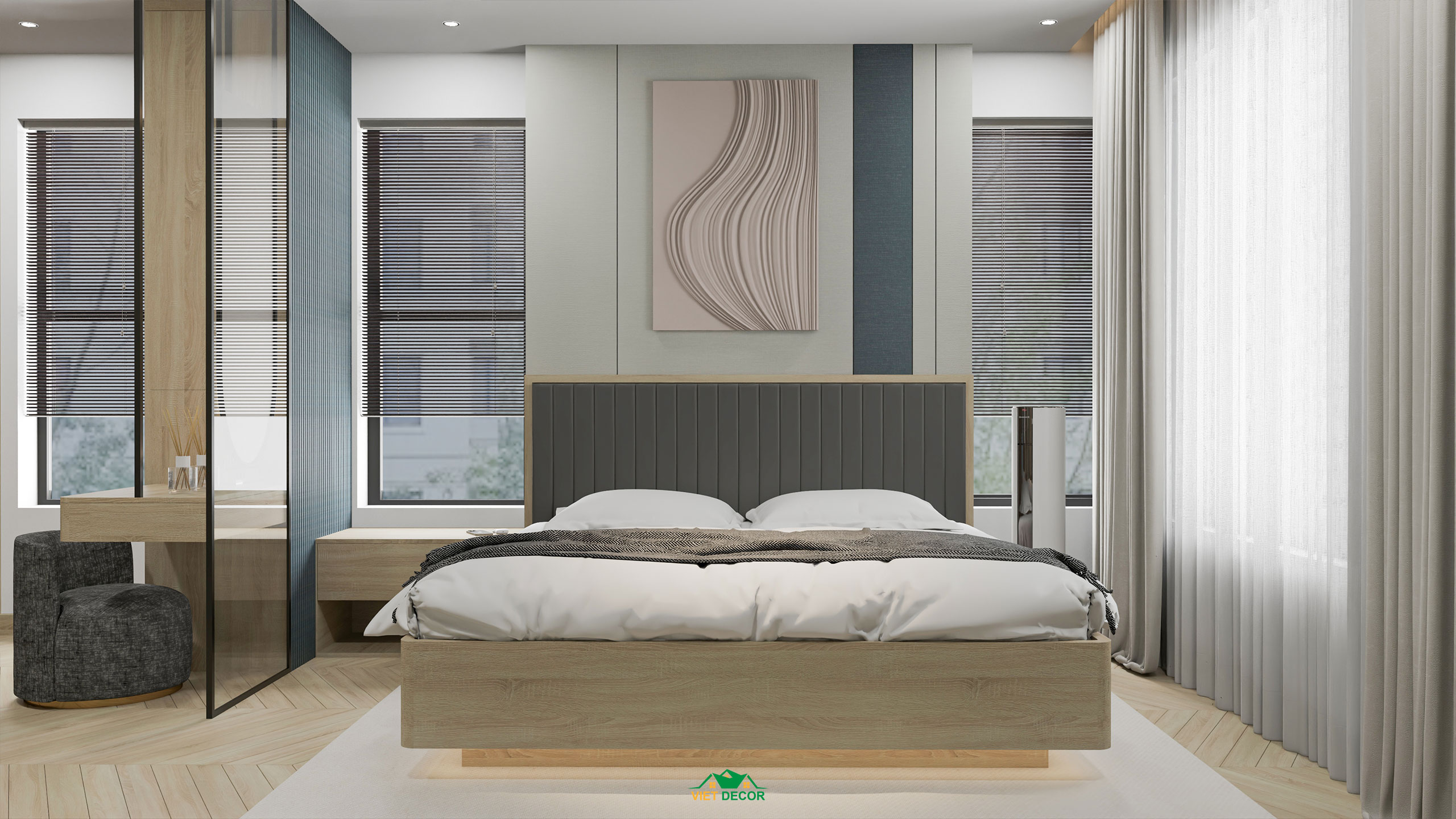 Nội Thất Việt Decor thiết kế thi công nội thất căn hộ 3 phòng ngủ dự án Essensia Sky TP HCM, phòng ngủ master