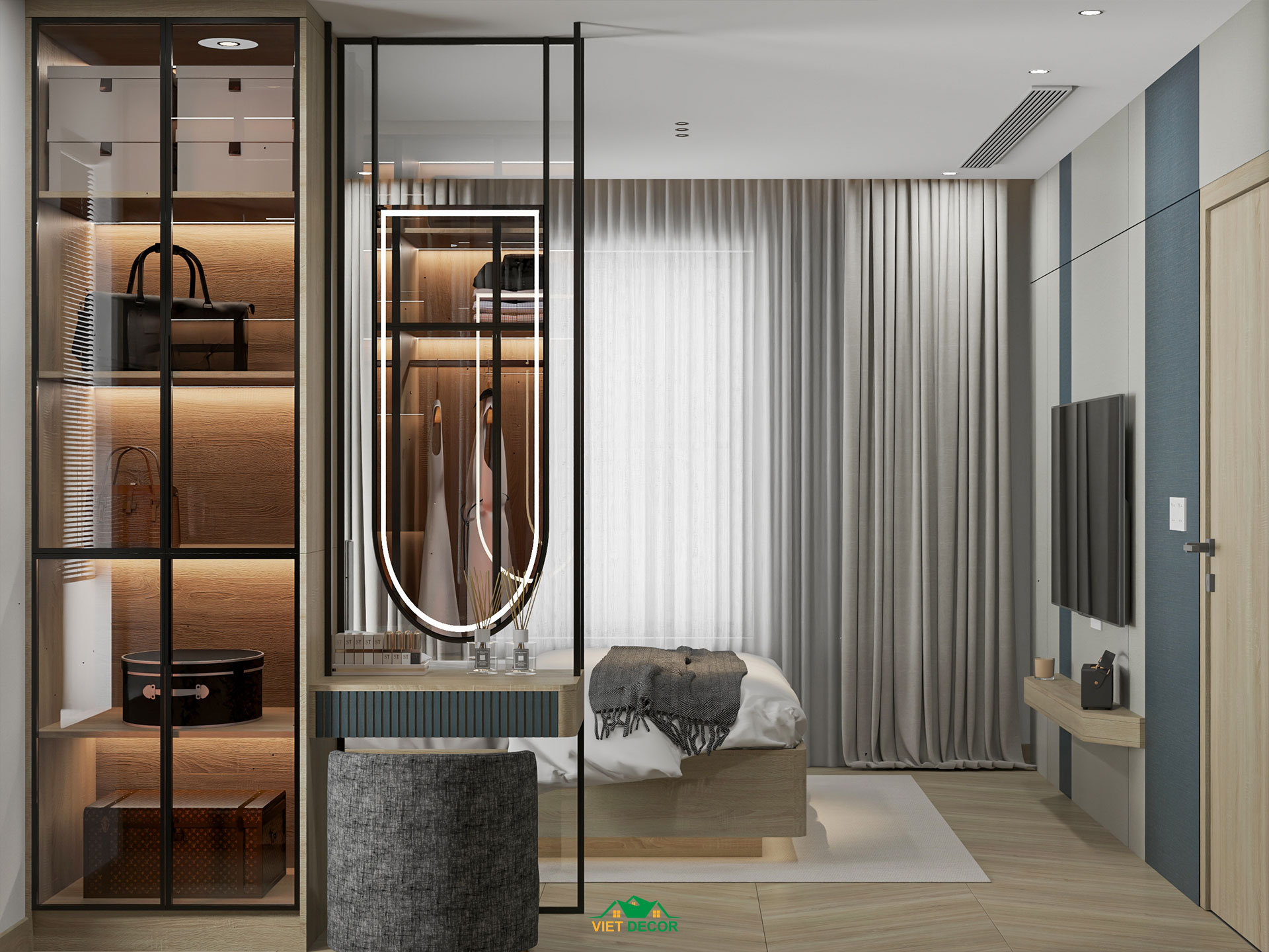 Nội Thất Việt Decor thiết kế thi công nội thất căn hộ 3 phòng ngủ dự án Essensia Sky TP HCM, phòng ngủ master