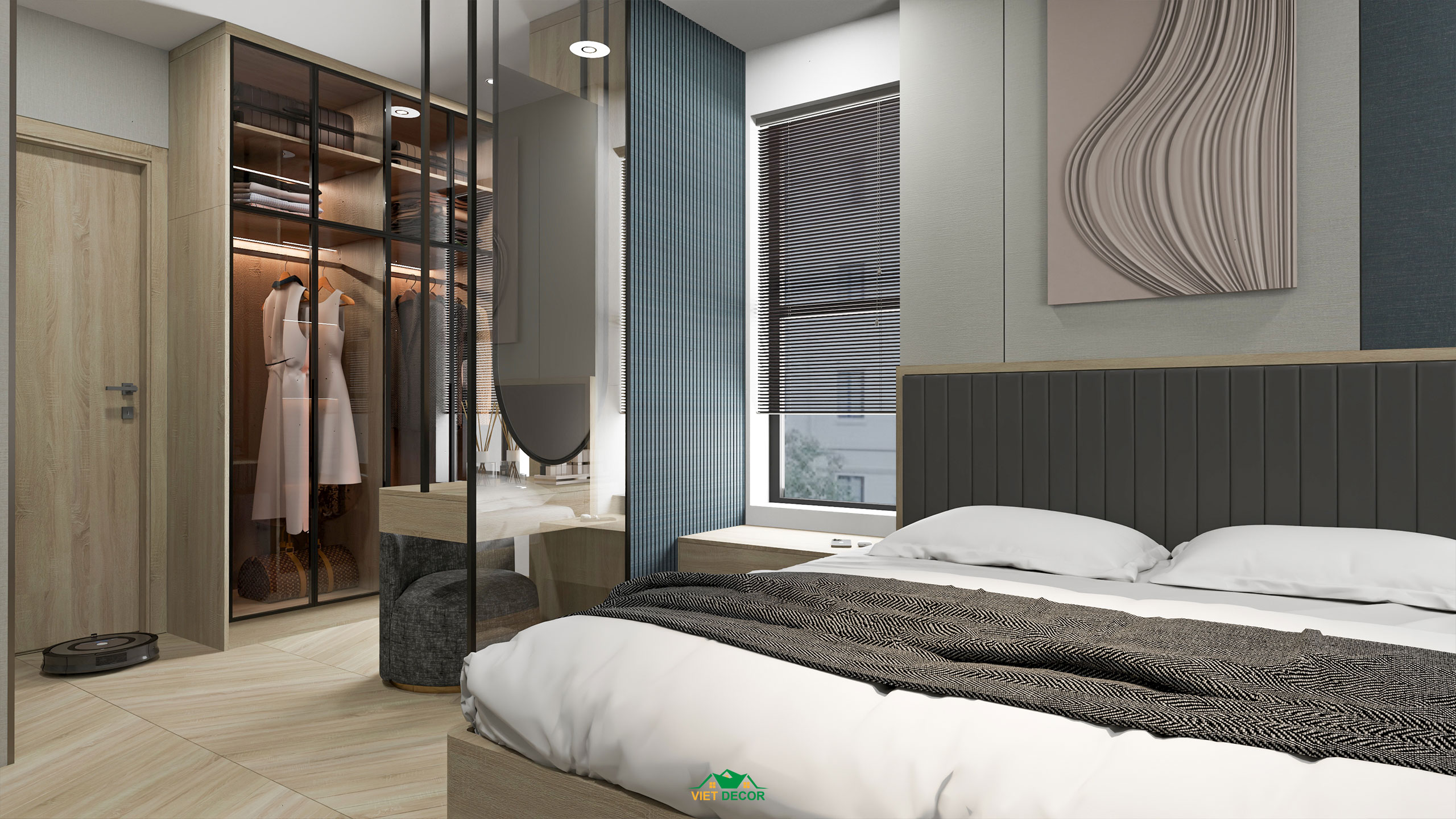 Nội Thất Việt Decor thiết kế thi công nội thất căn hộ 3 phòng ngủ dự án Essensia Sky TP HCM, phòng ngủ master