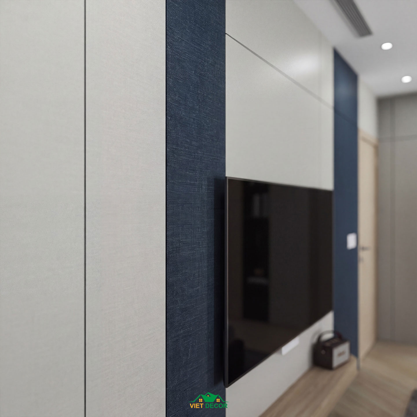 Nội Thất Việt Decor thiết kế thi công nội thất căn hộ 3 phòng ngủ dự án Essensia Sky TP HCM, vách ốp tường phòng ngủ master