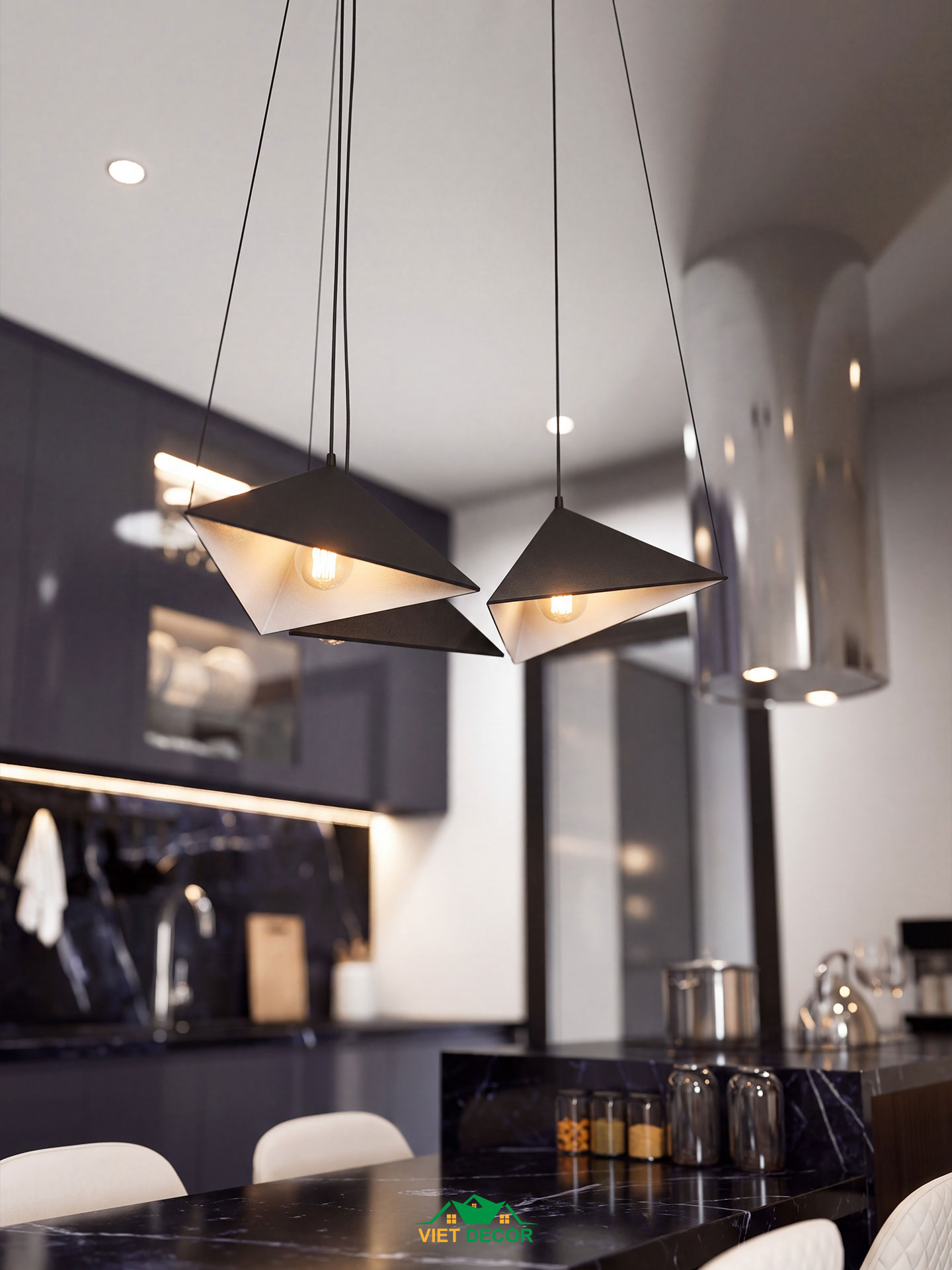 Nội Thất Việt Decor thiết kế thi công nội thất căn hộ 3 phòng ngủ dự án Essensia Sky TP HCM, đèn bàn ăn