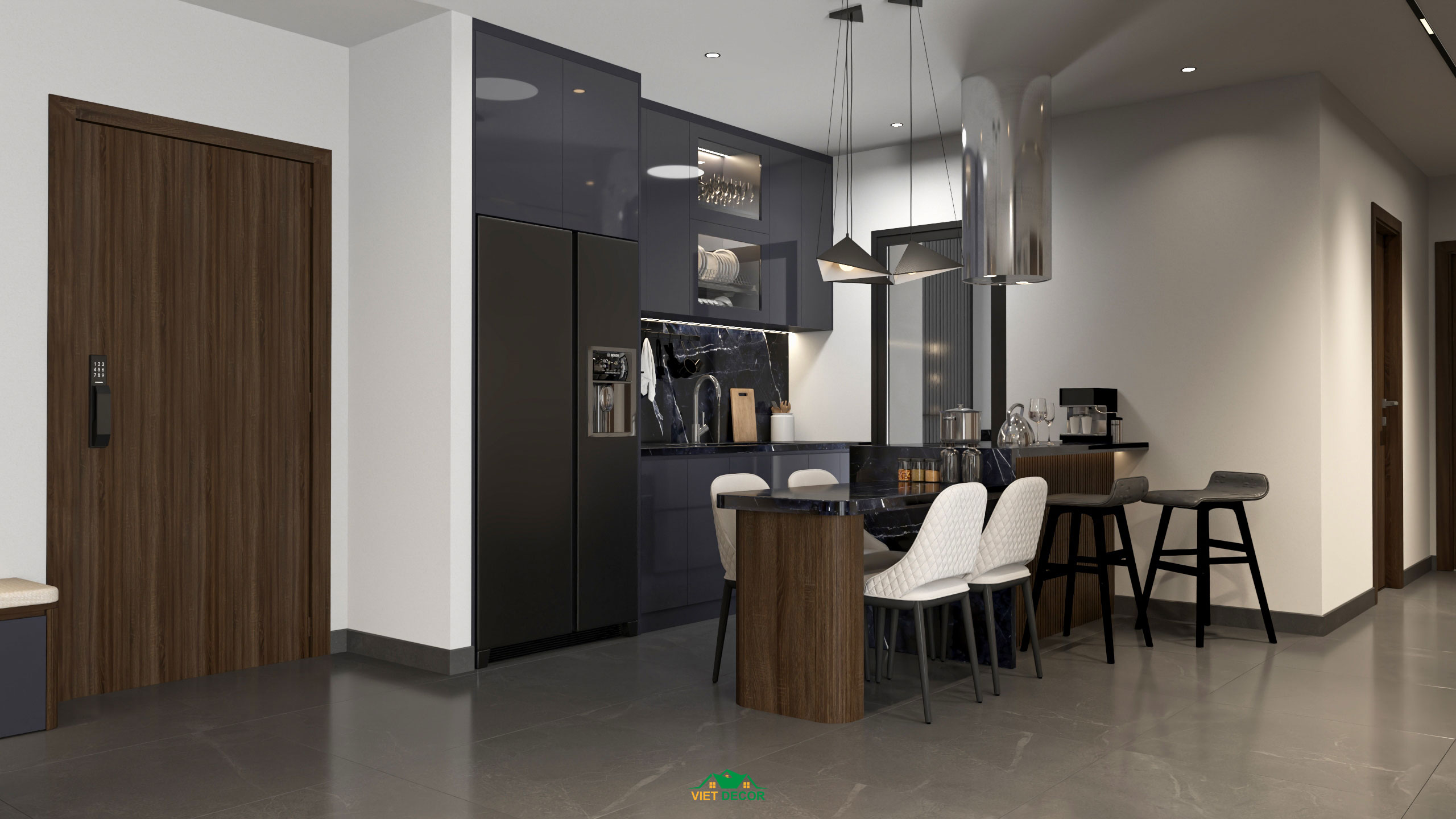 Nội Thất Việt Decor thiết kế thi công nội thất căn hộ 3 phòng ngủ dự án Essensia Sky TP HCM, tủ bếp
