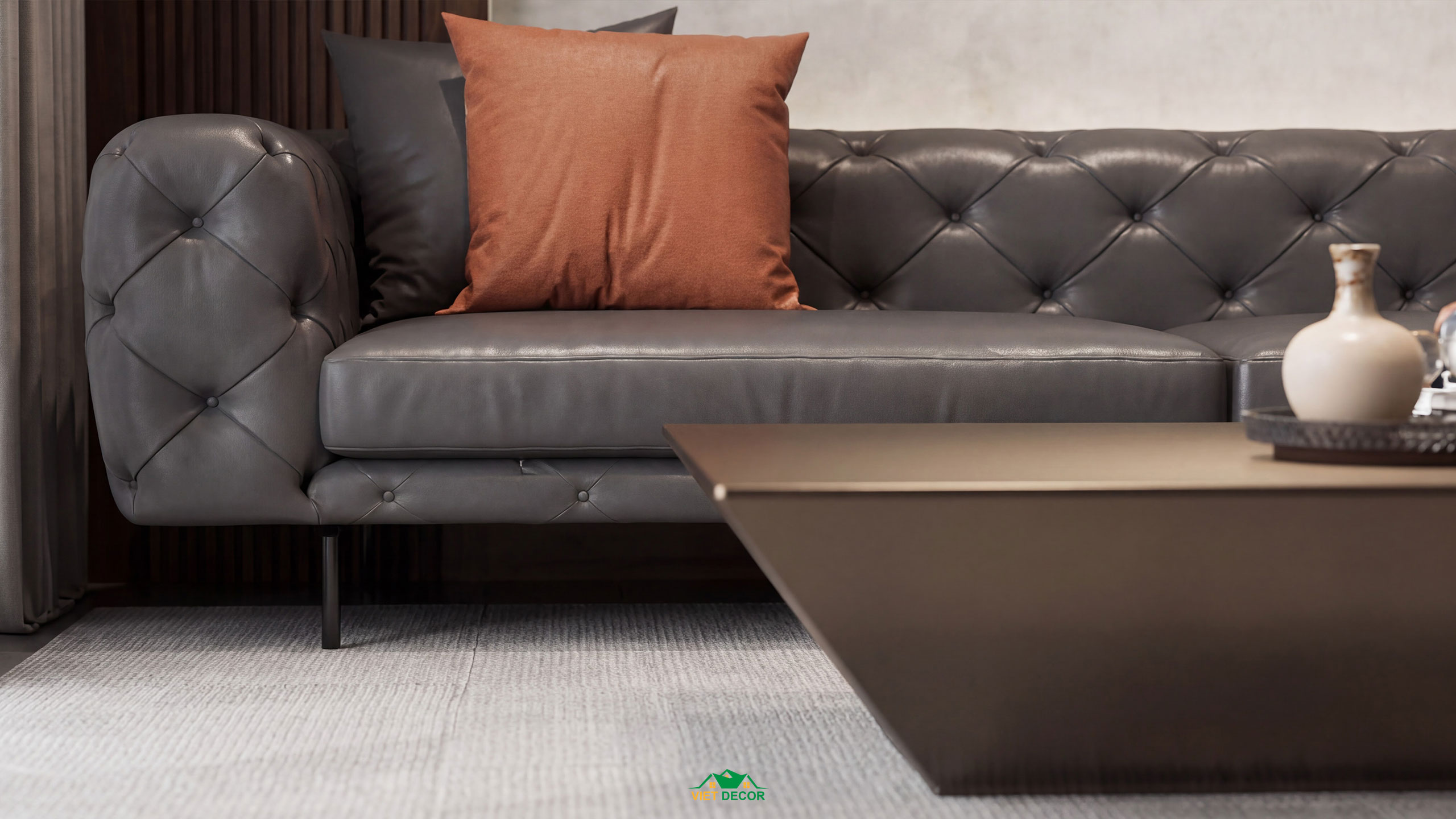 Nội Thất Việt Decor thiết kế thi công nội thất căn hộ 3 phòng ngủ dự án Essensia Sky TP HCM, ghế sofa bàn trà