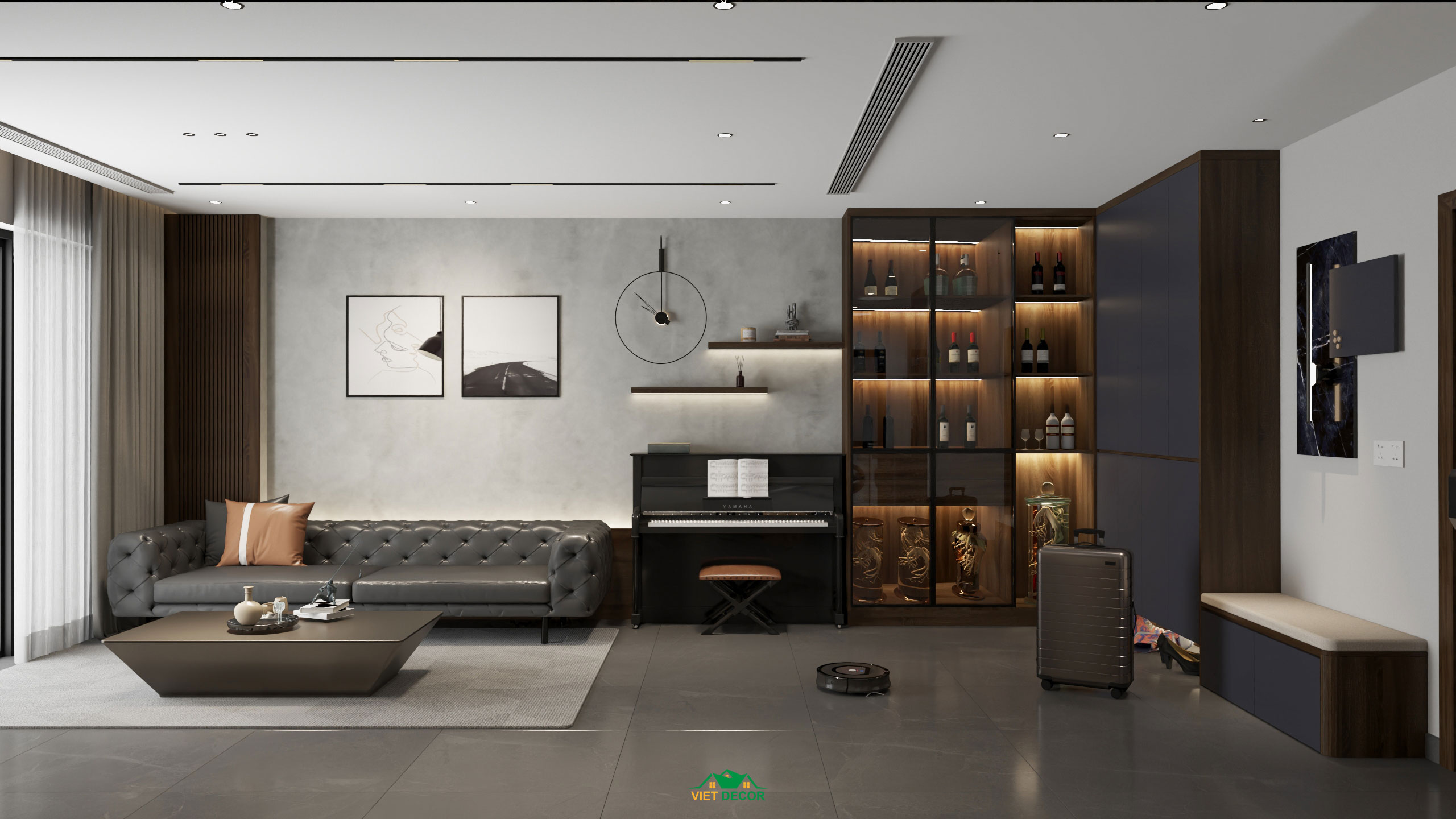 Nội Thất Việt Decor thiết kế thi công nội thất căn hộ 3 phòng ngủ dự án Essensia Sky TP HCM, phòng khách