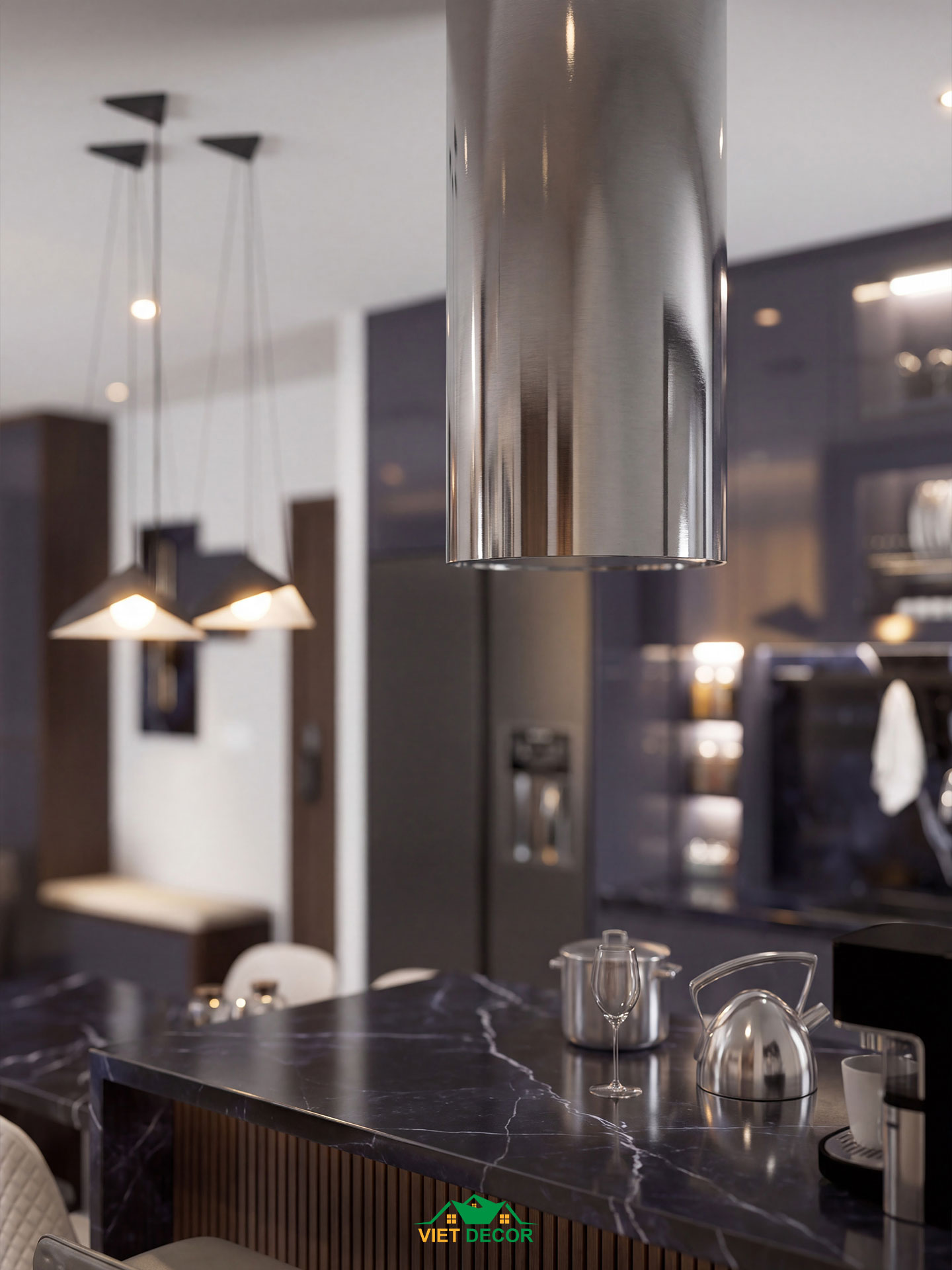 Nội Thất Việt Decor thiết kế thi công nội thất căn hộ 3 phòng ngủ dự án Essensia Sky TP HCM, đảo bếp