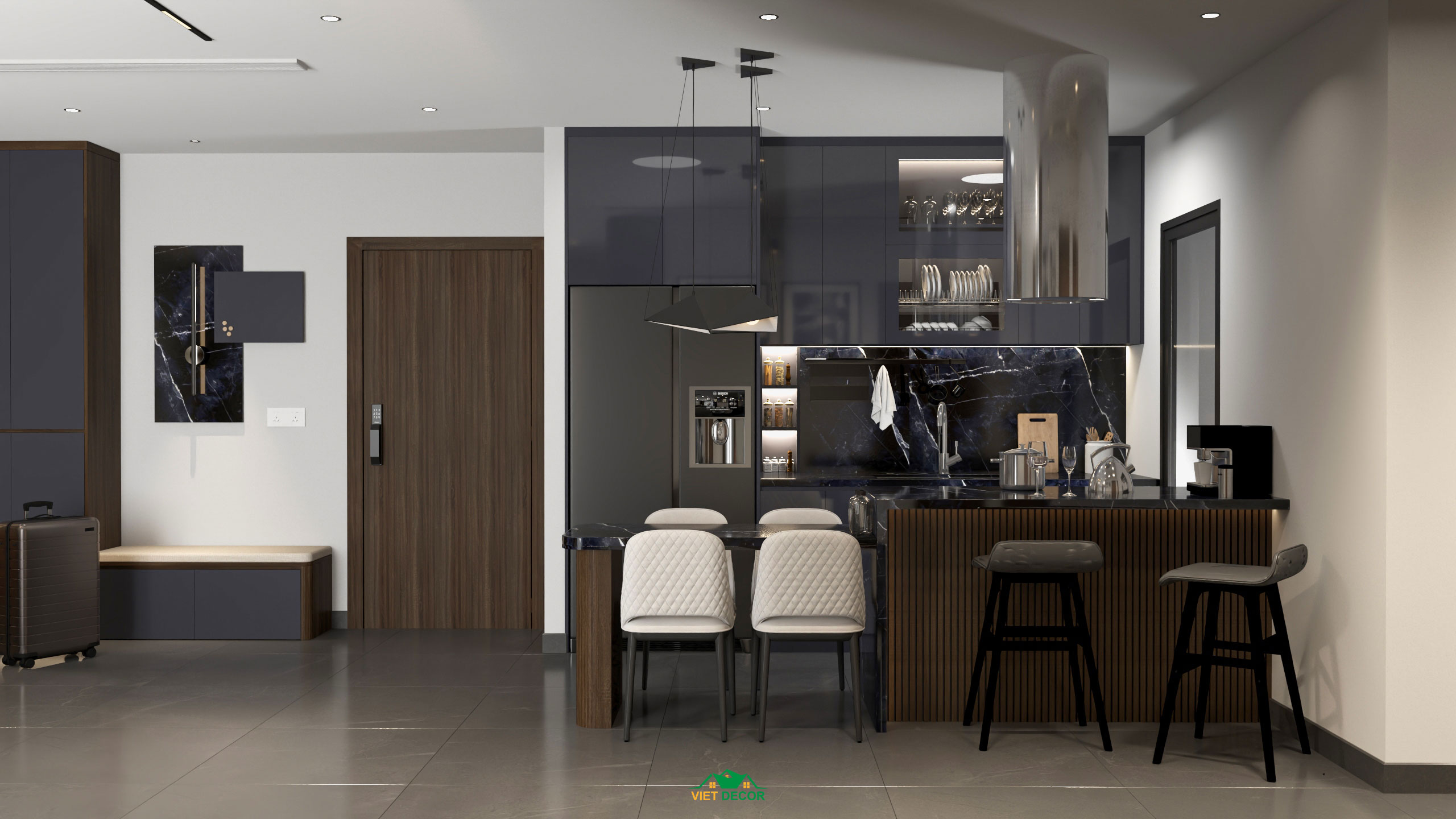 Nội Thất Việt Decor thiết kế thi công nội thất căn hộ 3 phòng ngủ dự án Essensia Sky TP HCM, bếp