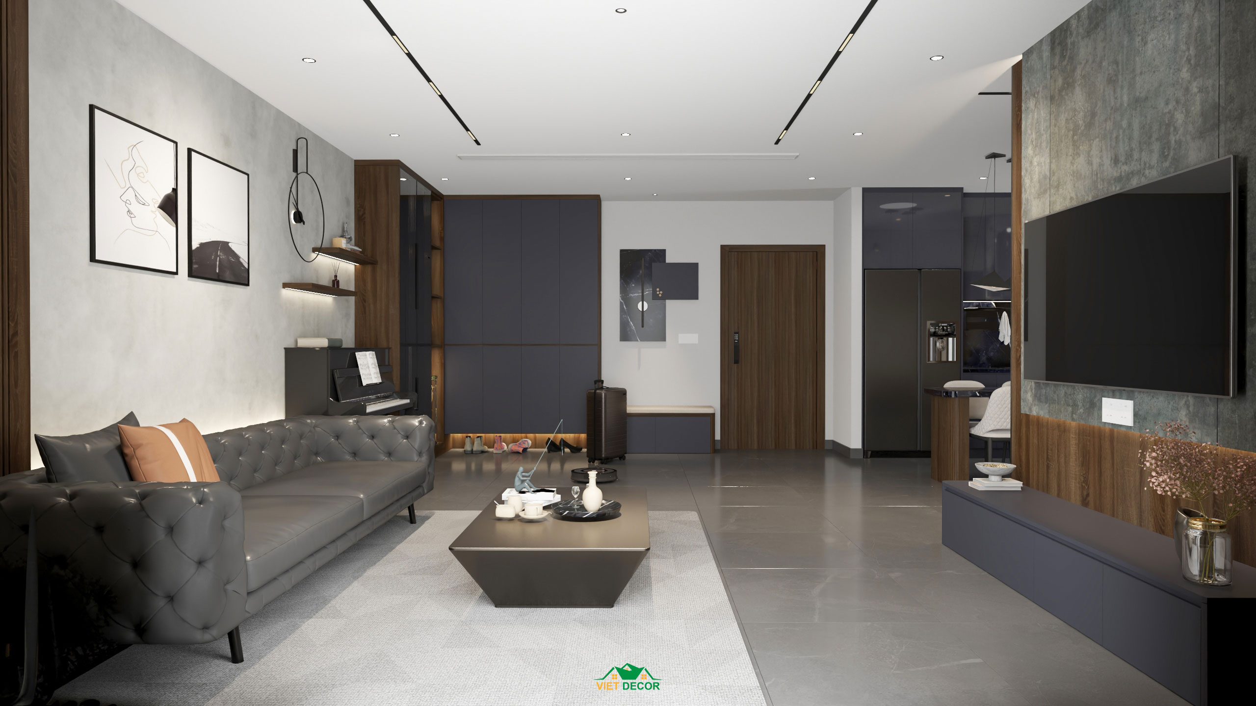 Nội Thất Việt Decor thiết kế thi công nội thất căn hộ 3 phòng ngủ dự án Essensia Sky TP HCM, phòng khách
