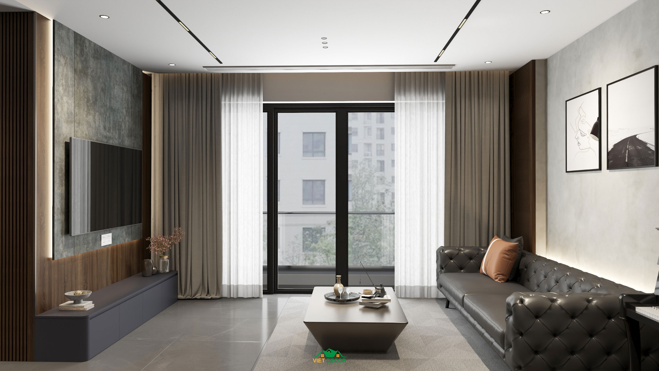 Nội Thất Việt Decor thiết kế thi công nội thất căn hộ 3 phòng ngủ dự án Essensia Sky TP HCM, phòng khách