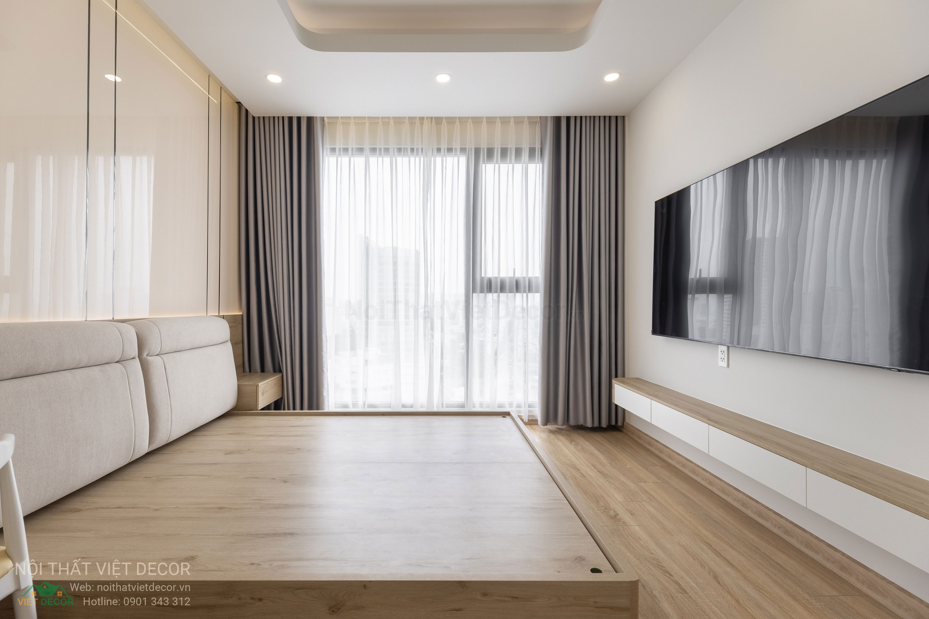 Nội Thất Việt Decor thiết kế thi công trang trí xây dựng hoàn thiện, nội thất căn hộ 3 phòng ngủ dự án chung cư Lavida Plus quận 7 phường Tân Hưng tp HCM phòng ngủ lớn master