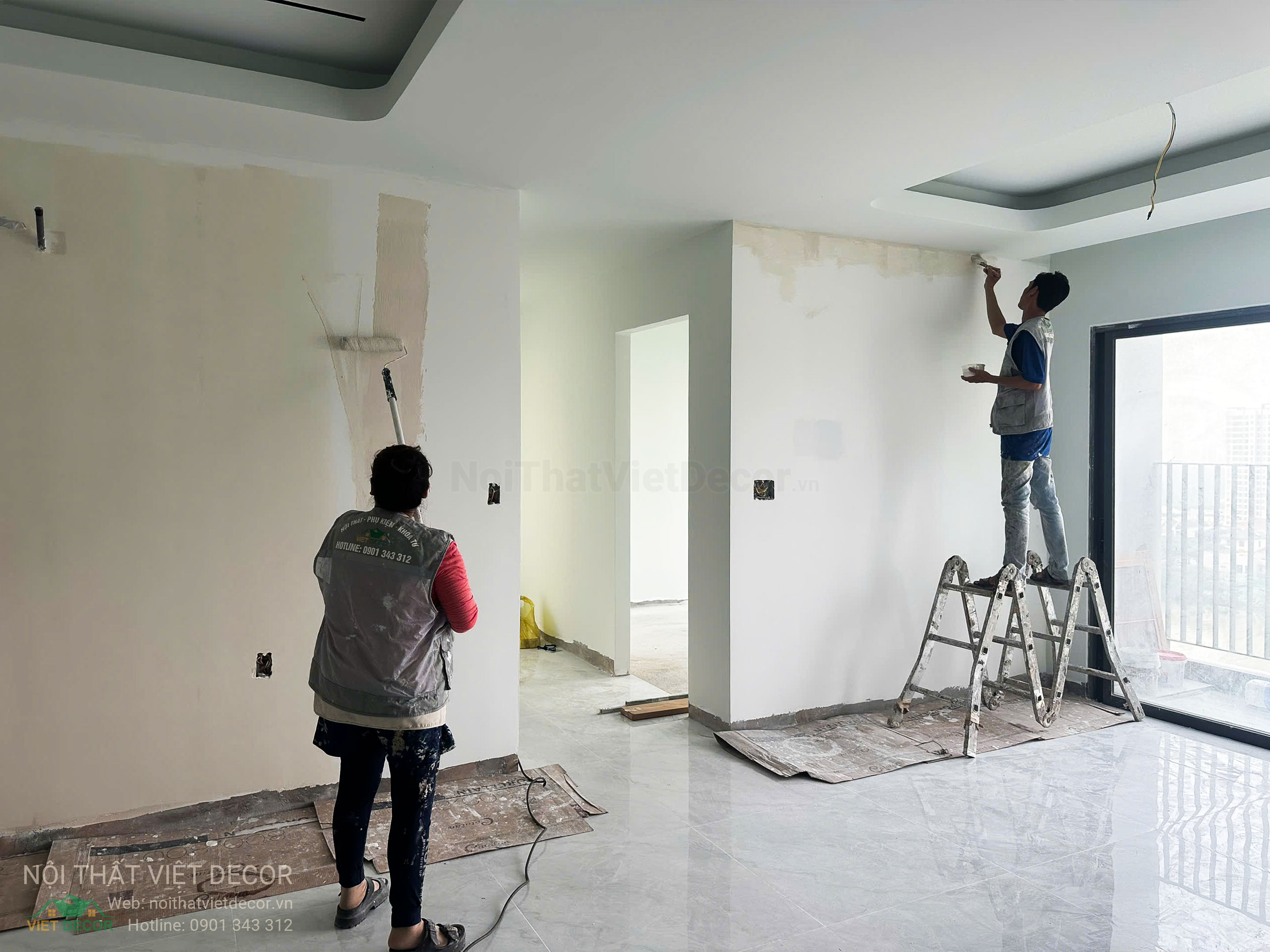 Nội Thất Việt Decor thiết kế thi công trang trí xây dựng hoàn thiện, nội thất căn hộ 3 phòng ngủ dự án chung cư Lavida Plus quận 7 phường Tân Hưng tp HCM sơn hiệu ứng
