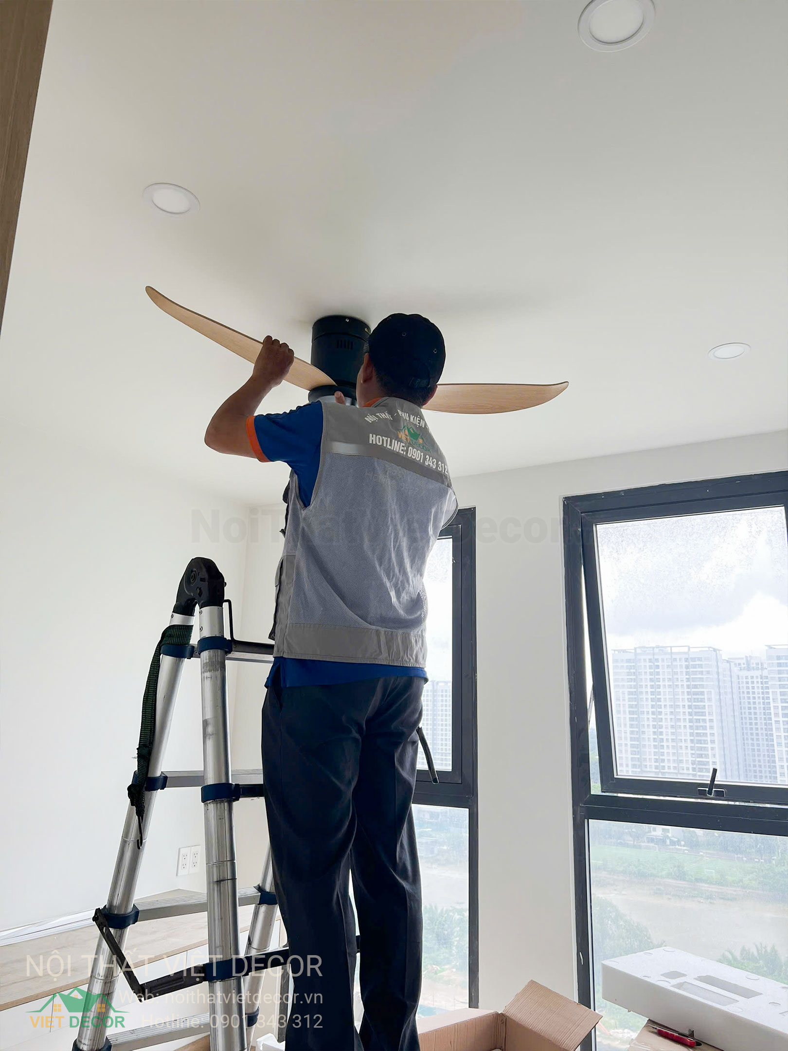 Nội Thất Việt Decor thiết kế thi công trang trí xây dựng hoàn thiện, nội thất căn hộ 3 phòng ngủ dự án chung cư Lavida Plus quận 7 phường Tân Hưng tp HCM lắp đặt thiết bị điện