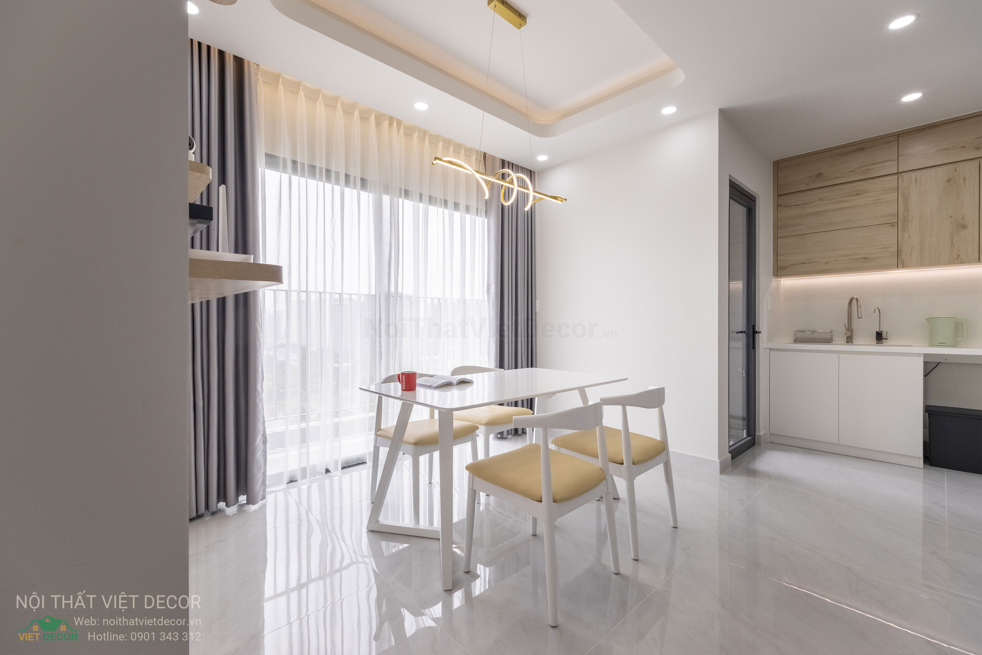 Nội Thất Việt Decor thiết kế thi công trang trí xây dựng hoàn thiện, nội thất căn hộ 3 phòng ngủ dự án chung cư Lavida Plus quận 7 phường Tân Hưng tp HCM bàn ăn