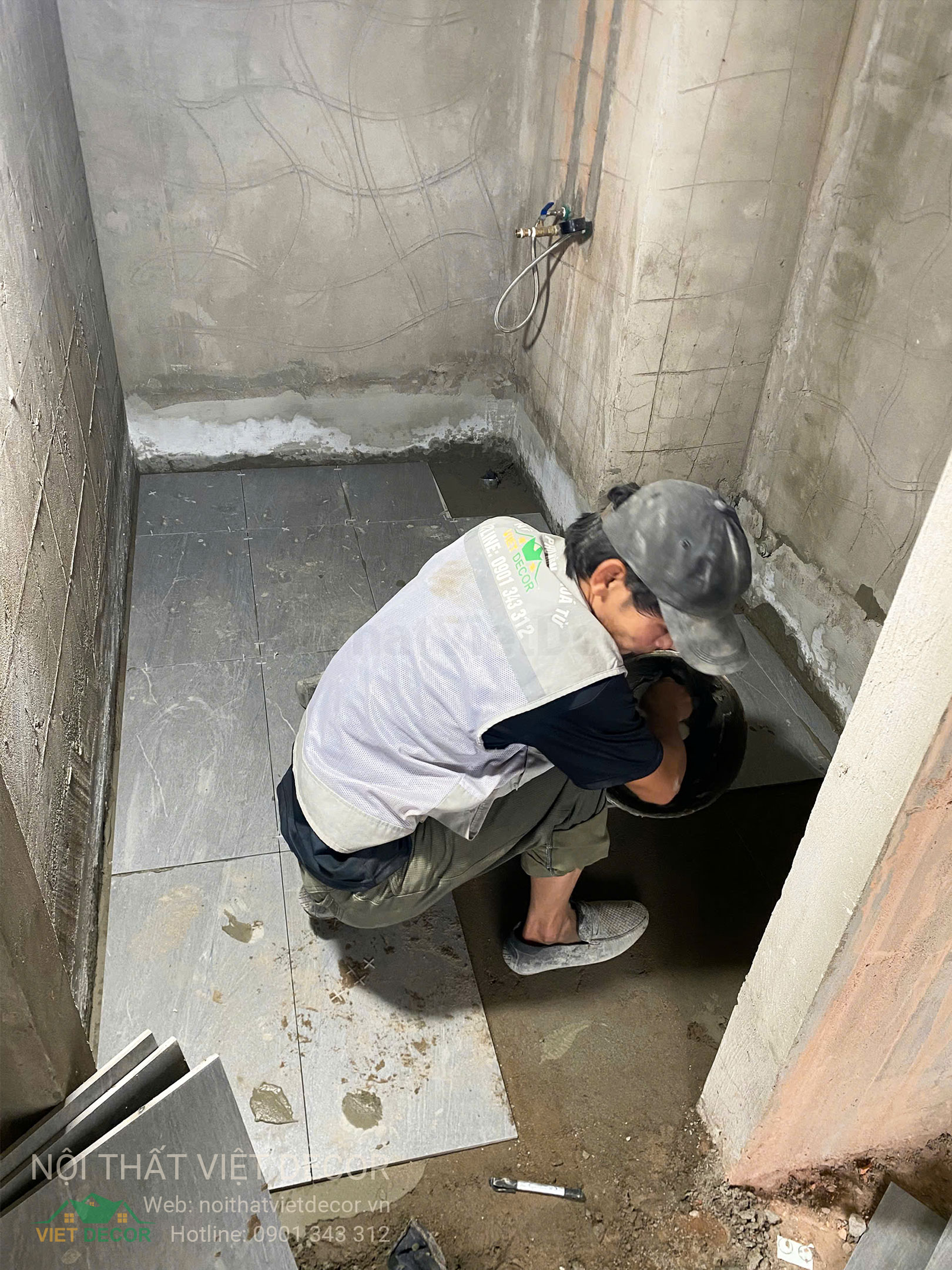 Nội Thất Việt Decor thiết kế thi công trang trí xây dựng hoàn thiện, nội thất căn hộ 3 phòng ngủ dự án chung cư Lavida Plus quận 7 phường Tân Hưng tp HCM thi công chống thấm nhà vệ sinh