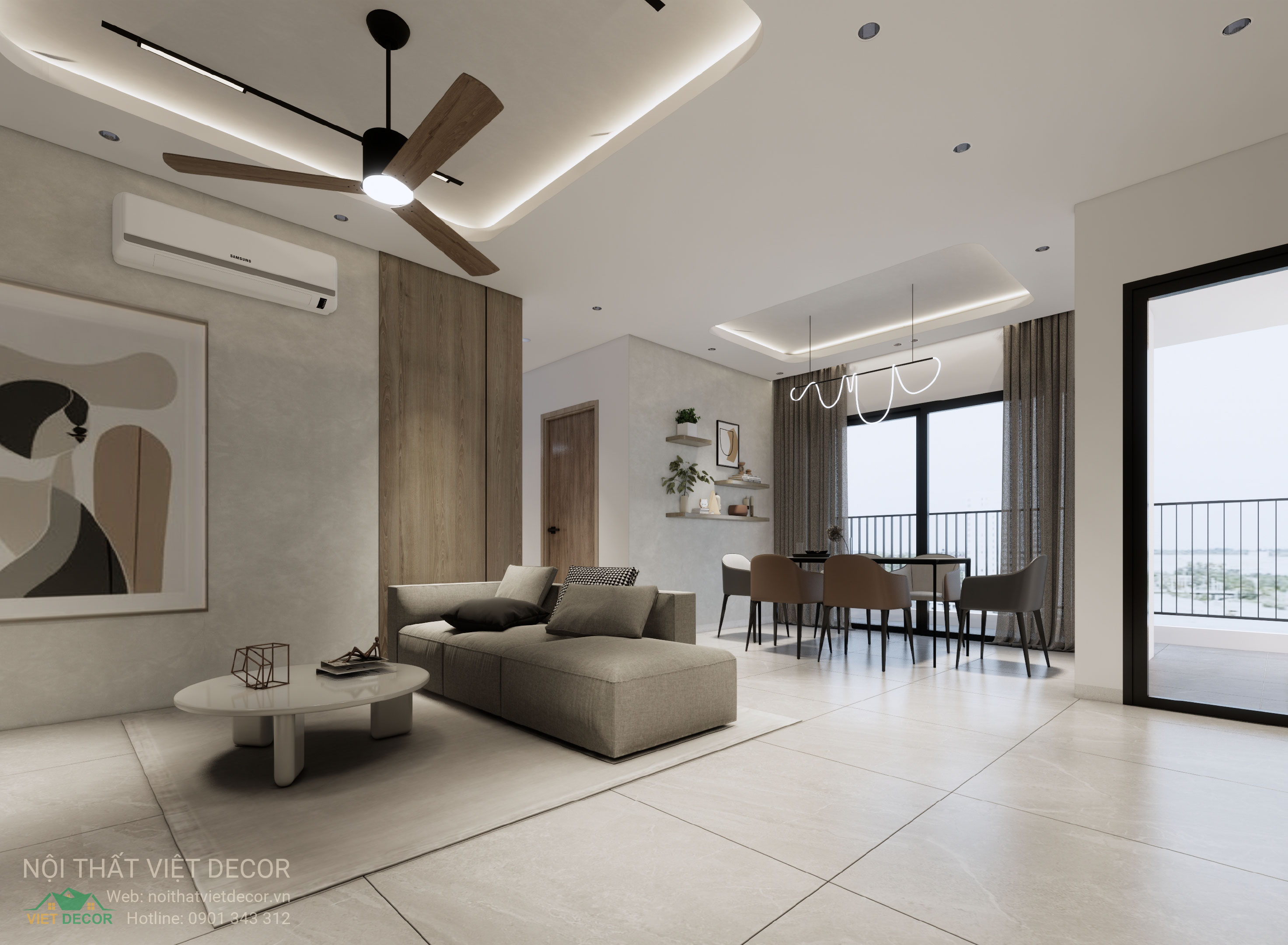 Nội Thất Việt Decor thiết kế thi công trang trí xây dựng hoàn thiện, nội thất căn hộ 3 phòng ngủ dự án chung cư Lavida Plus quận 7 phường Tân Hưng tp HCM