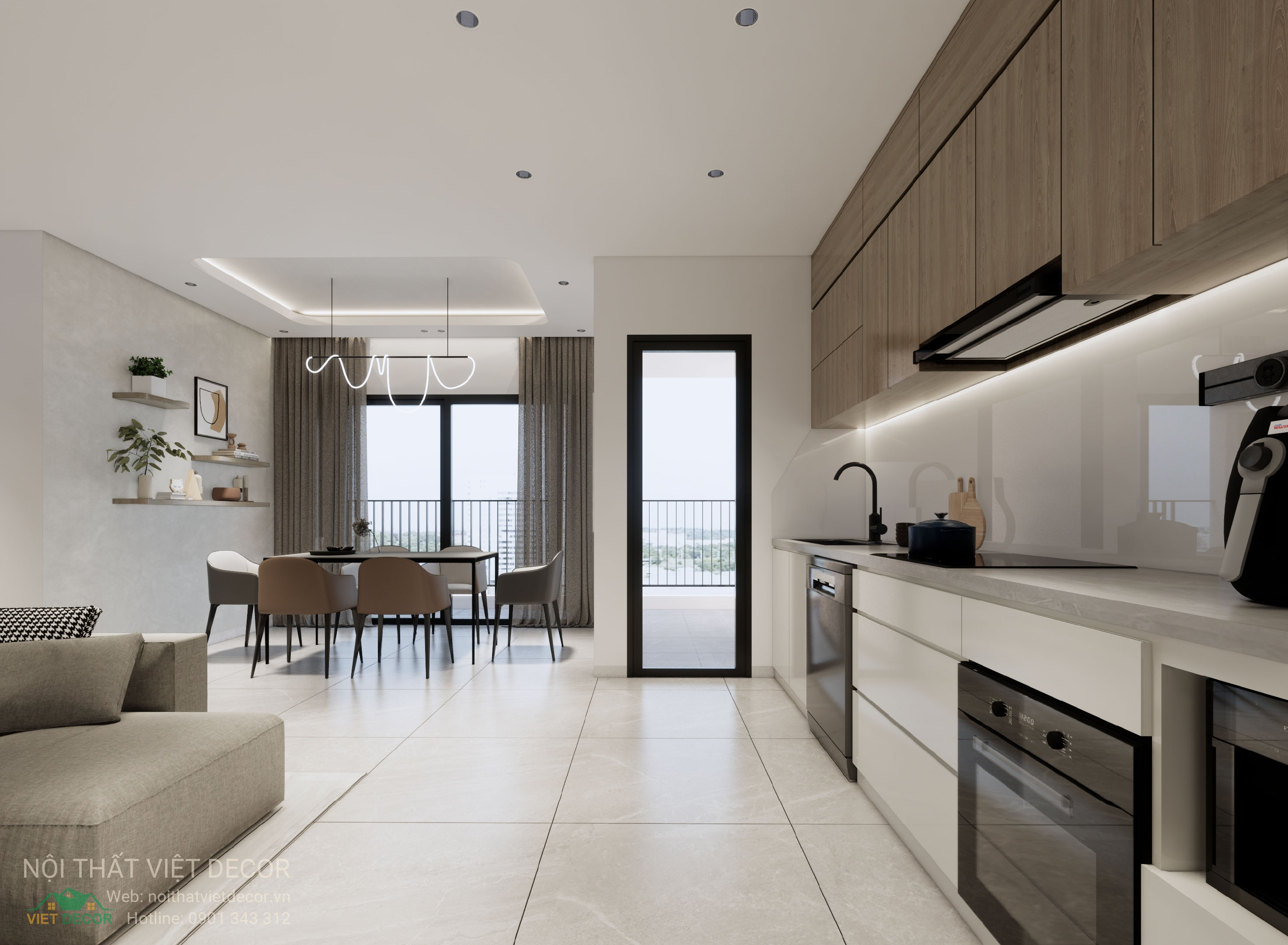 Nội Thất Việt Decor thiết kế thi công trang trí xây dựng hoàn thiện, nội thất căn hộ 3 phòng ngủ dự án chung cư Lavida Plus quận 7 phường Tân Hưng tp HCM