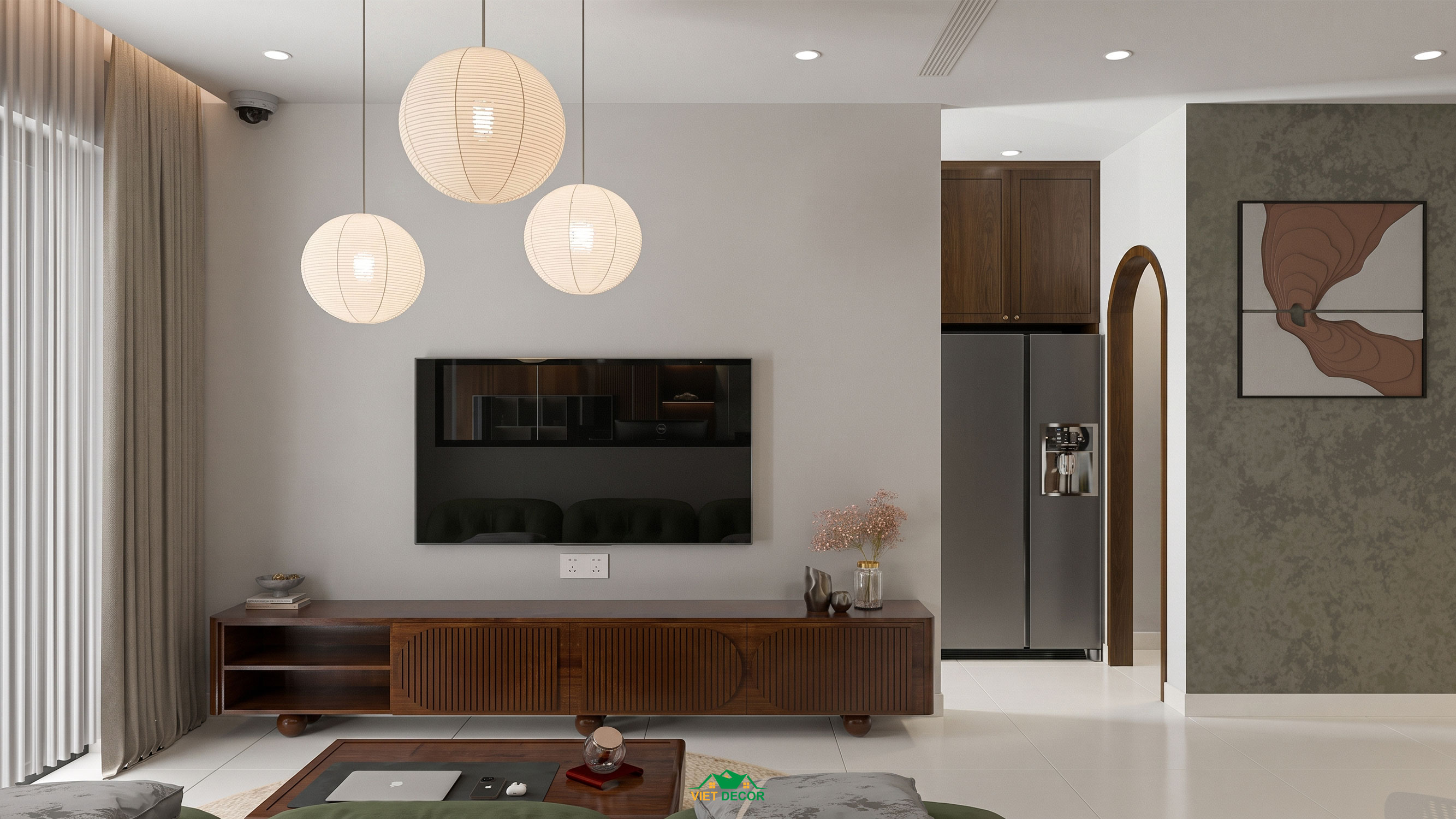 Nội Thất Việt Decor thiết kế thi công nội thất căn hộ 3 phòng ngủ chung cư Victoria Village TP HCM, phòng khách