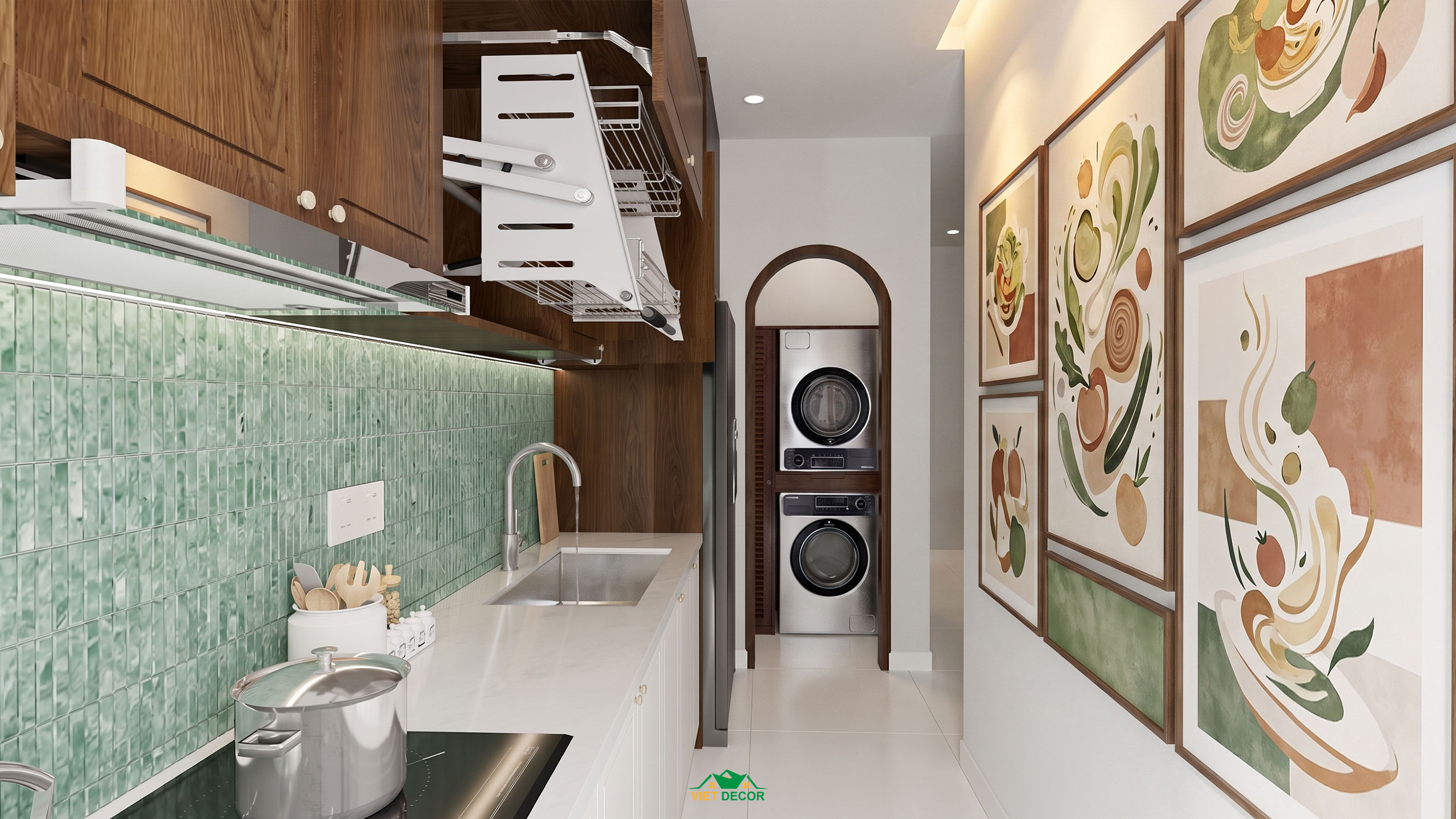 Nội Thất Việt Decor thiết kế thi công nội thất căn hộ 3 phòng ngủ chung cư Victoria Village TP HCM, tủ bếp