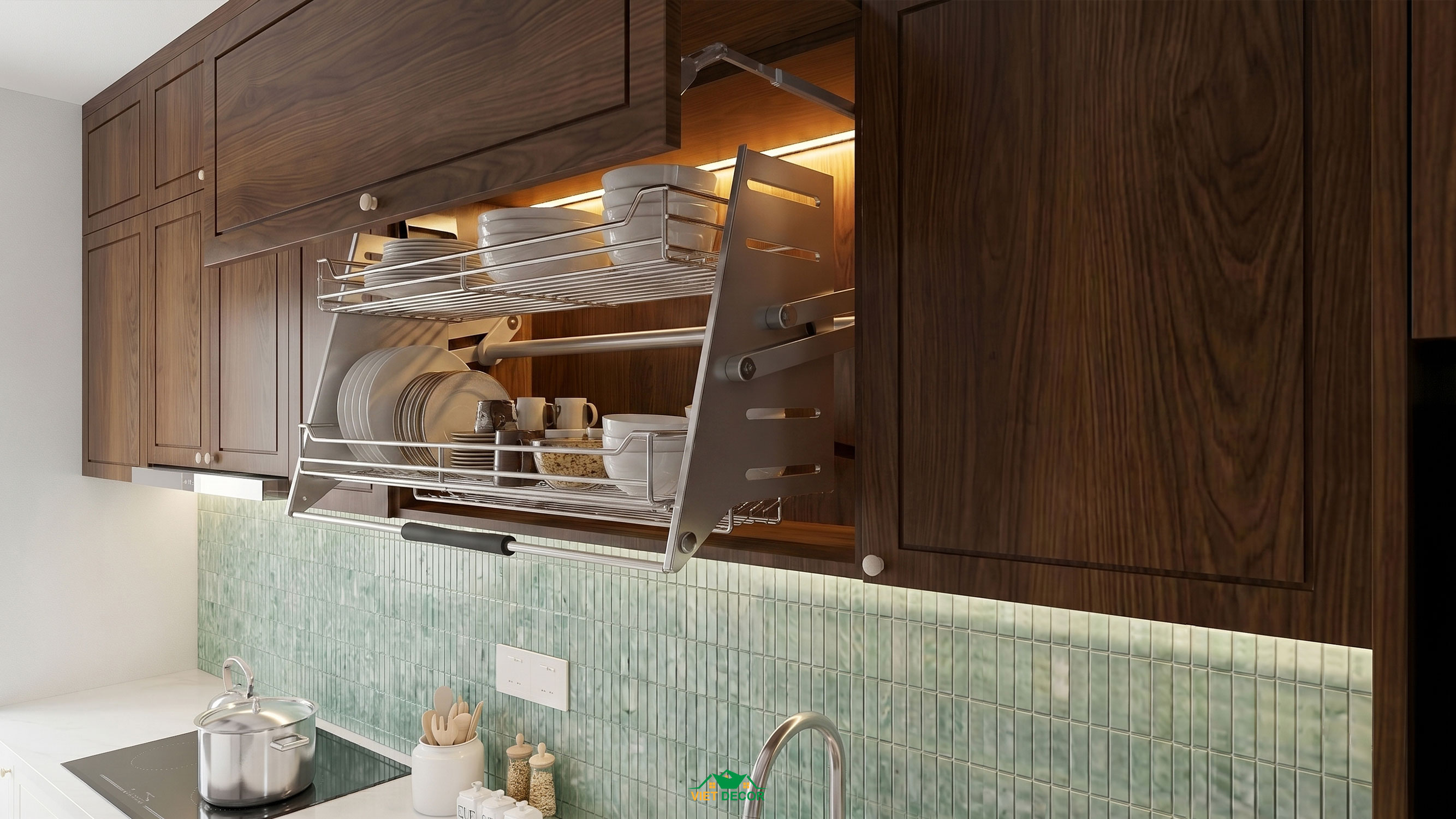 Nội Thất Việt Decor thiết kế thi công nội thất căn hộ 3 phòng ngủ chung cư Victoria Village TP HCM, tủ bếp