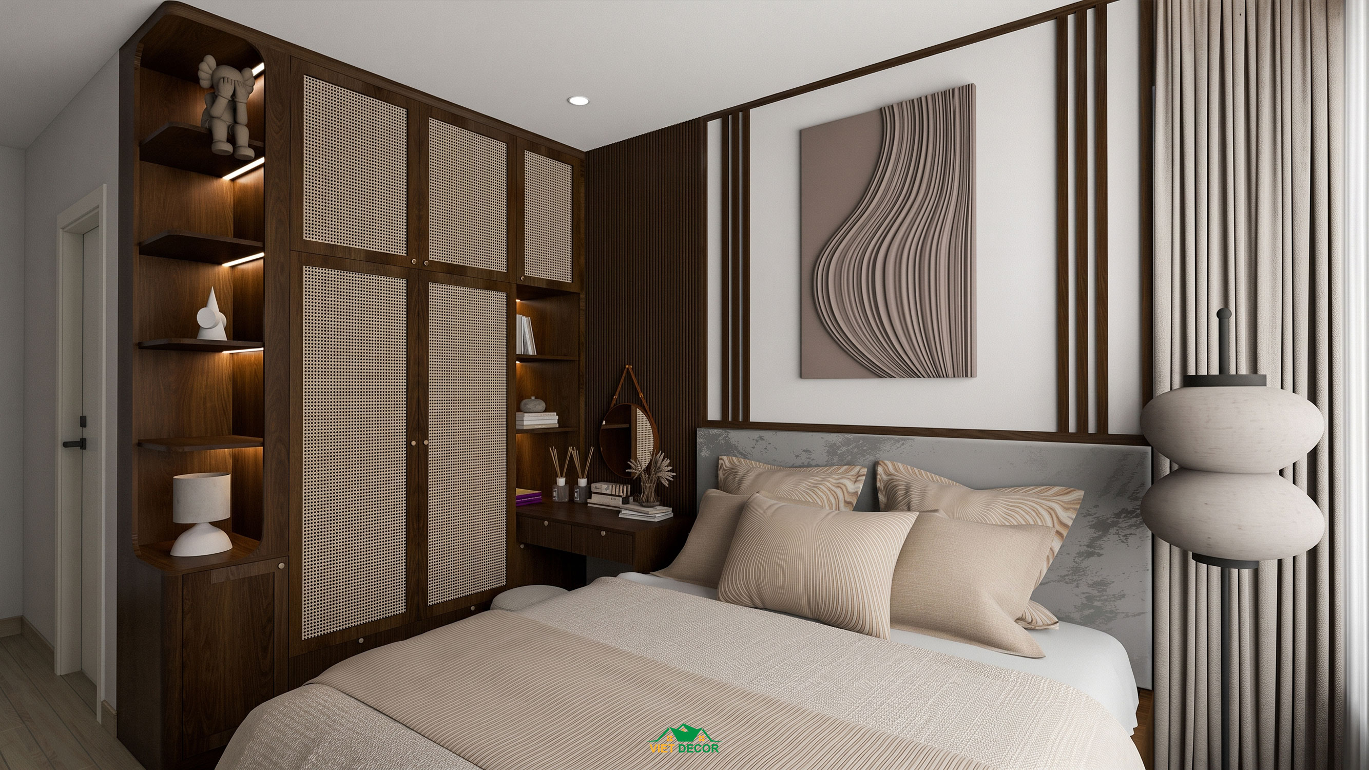 Nội Thất Việt Decor thiết kế thi công nội thất căn hộ 3 phòng ngủ chung cư Victoria Village TP HCM, phòng ngủ master