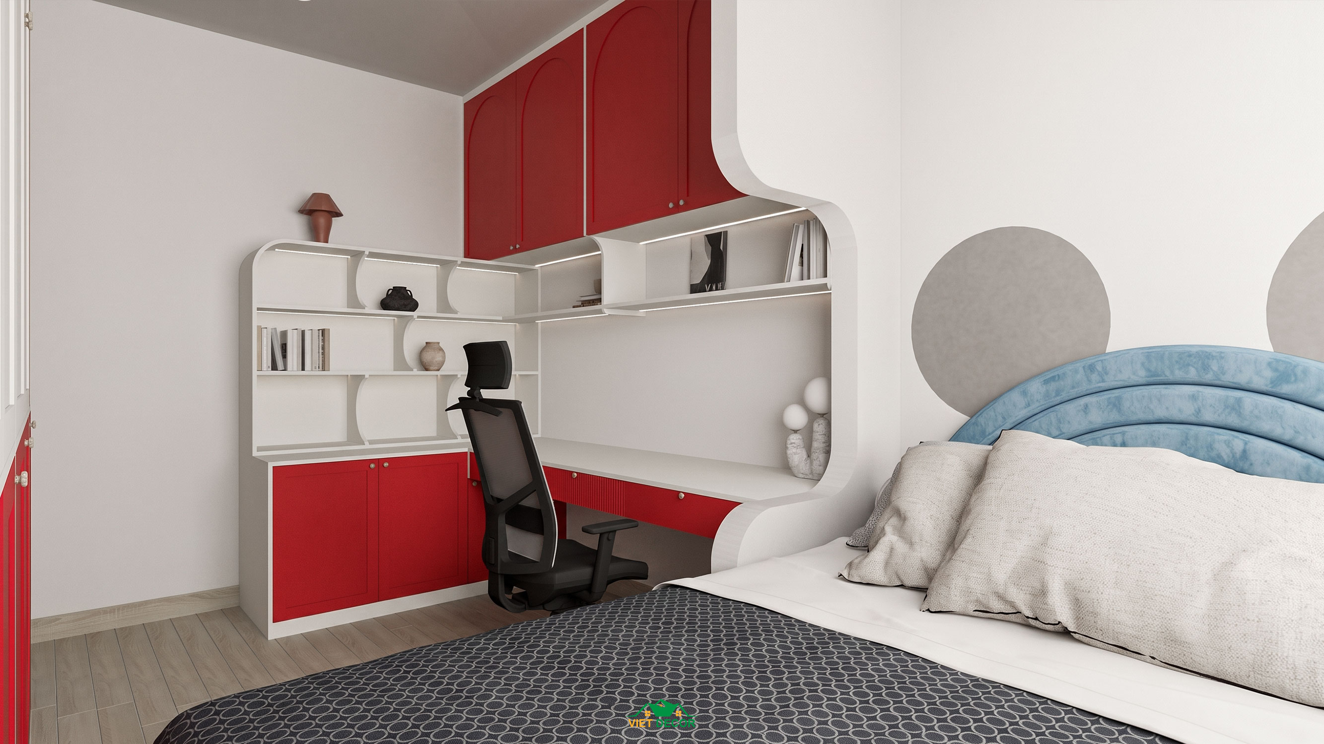 Nội Thất Việt Decor thiết kế thi công nội thất căn hộ 3 phòng ngủ chung cư Victoria Village TP HCM, phòng ngủ nhỏ