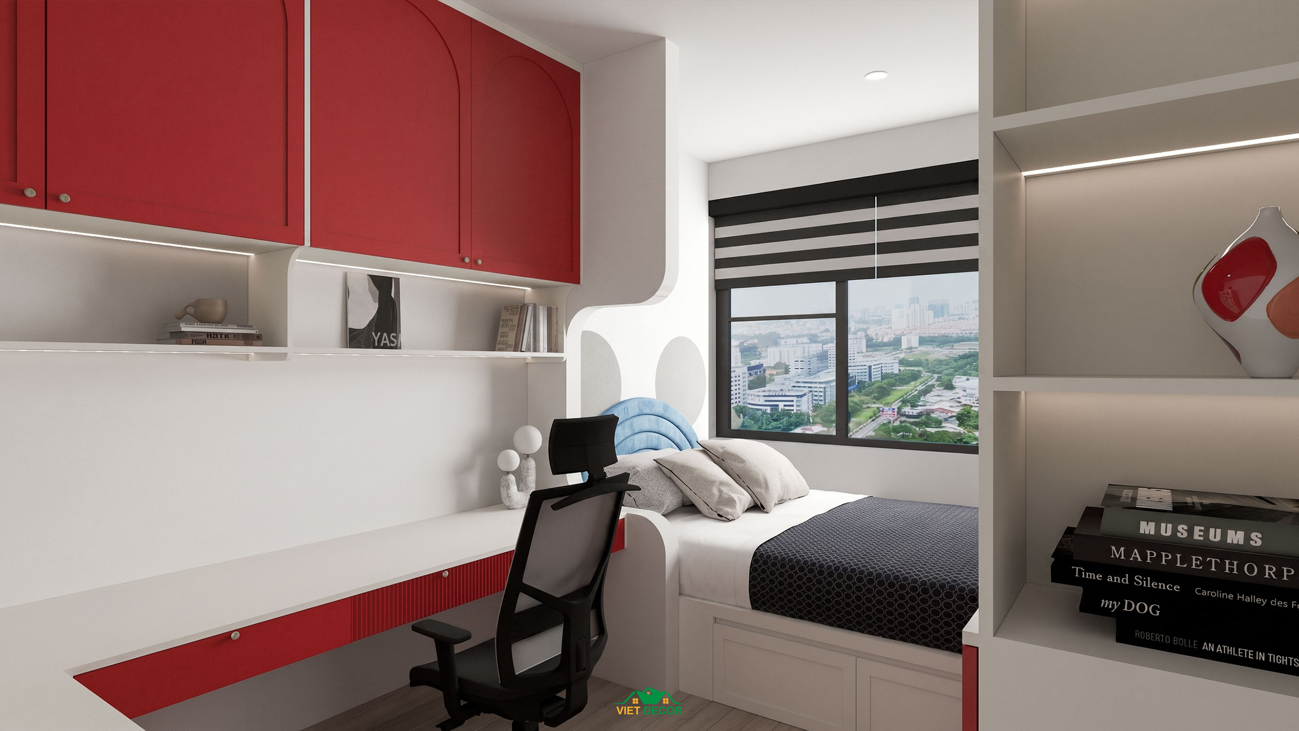Nội Thất Việt Decor thiết kế thi công nội thất căn hộ 3 phòng ngủ chung cư Victoria Village TP HCM, phòng ngủ nhỏ