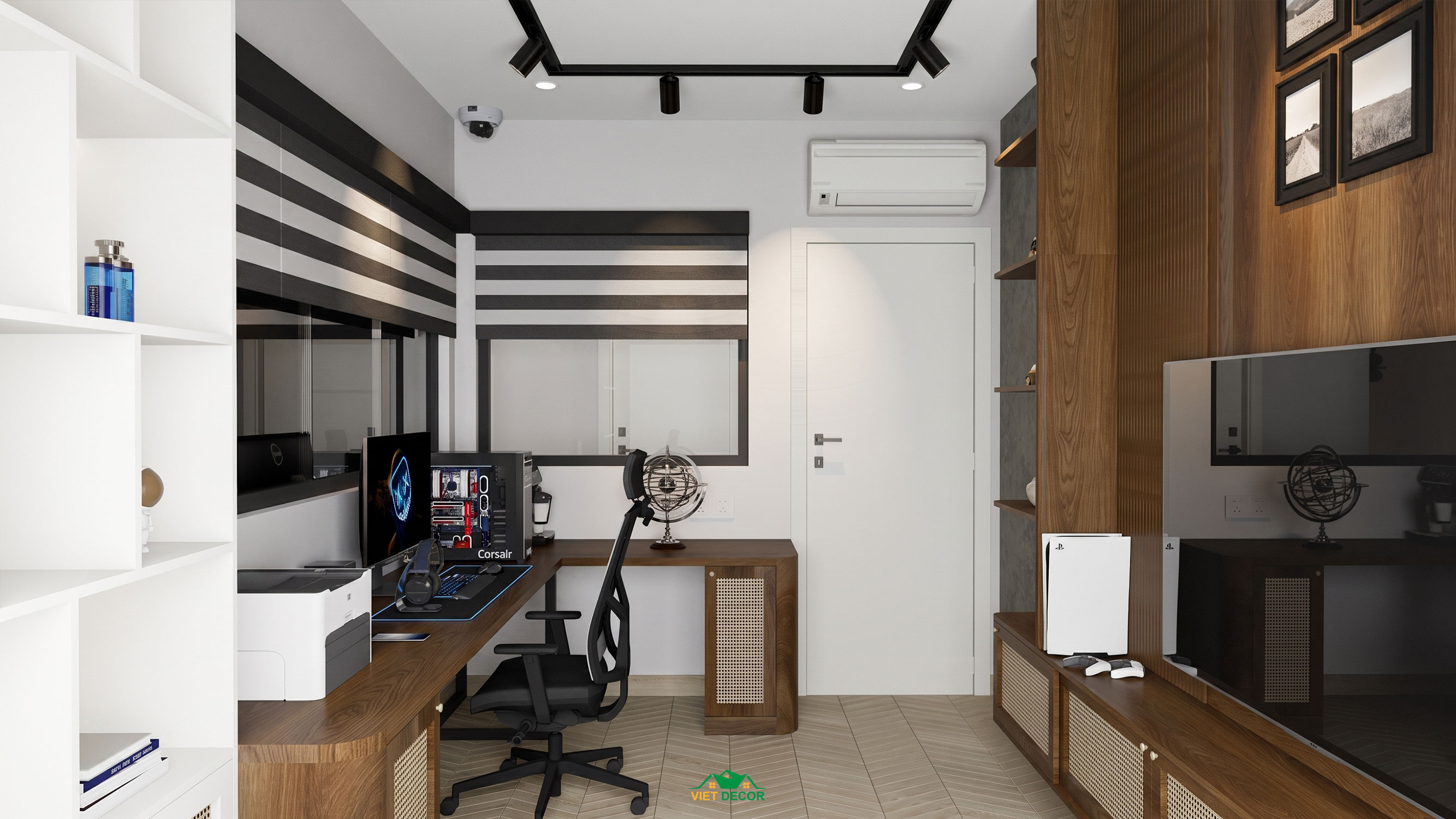 Nội Thất Việt Decor thiết kế thi công nội thất căn hộ 3 phòng ngủ chung cư Victoria Village TP HCM, phòng làm việc