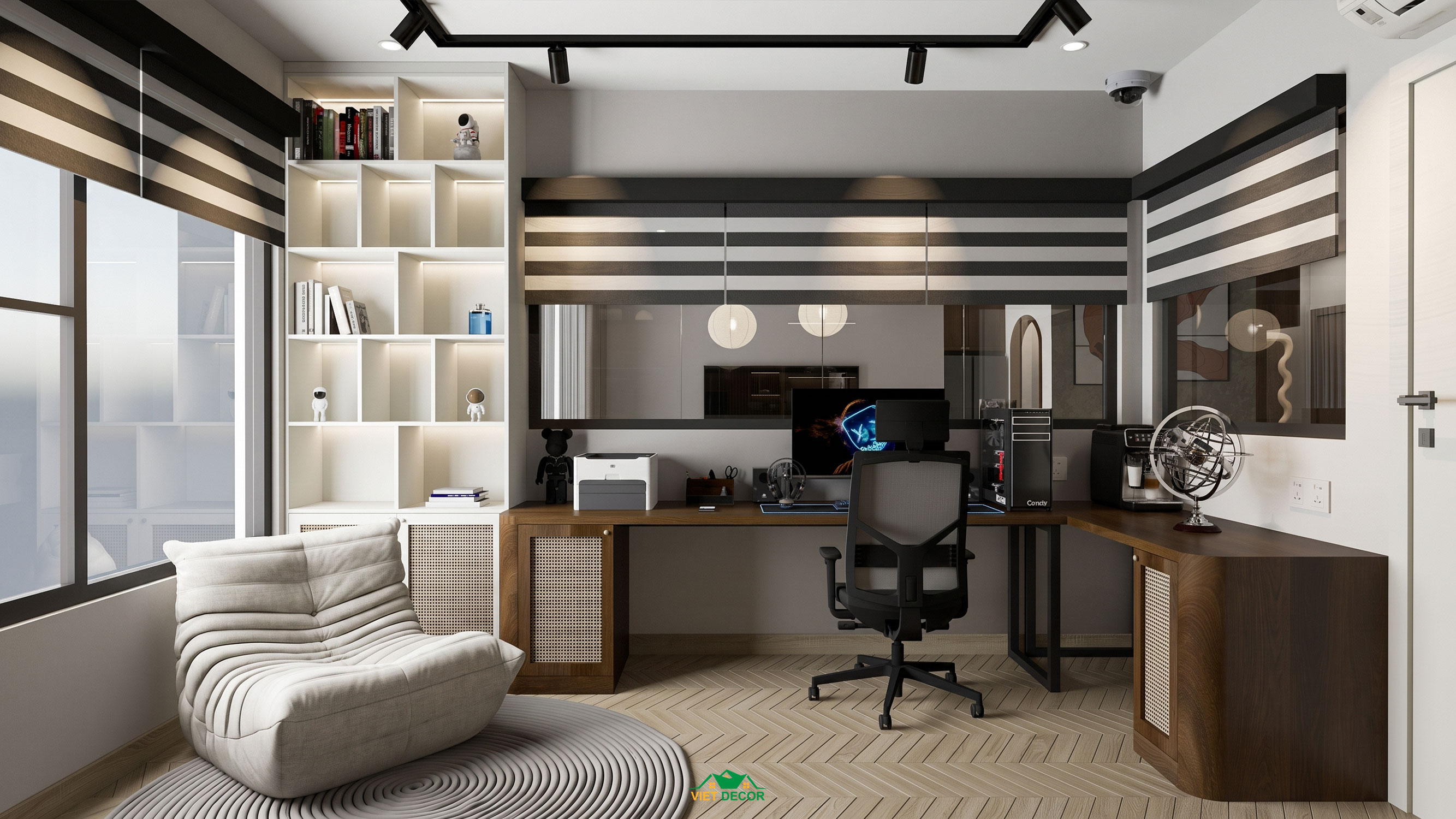 Nội Thất Việt Decor thiết kế thi công nội thất căn hộ 3 phòng ngủ chung cư Victoria Village TP HCM, phòng làm việc