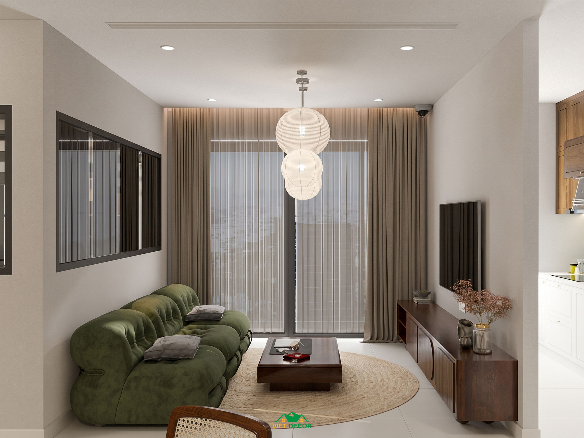 Nội Thất Việt Decor thiết kế thi công nội thất căn hộ 3 phòng ngủ chung cư Victoria Village TP HCM, phòng khách