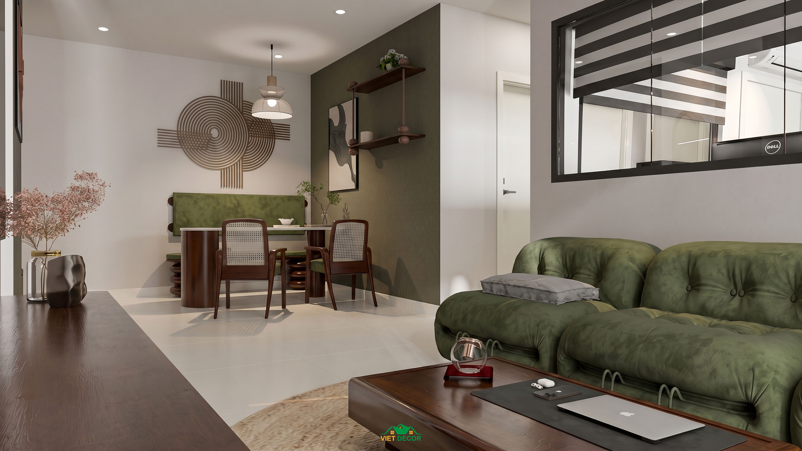 Nội Thất Việt Decor thiết kế thi công nội thất căn hộ 3 phòng ngủ chung cư Victoria Village TP HCM, phòng khách