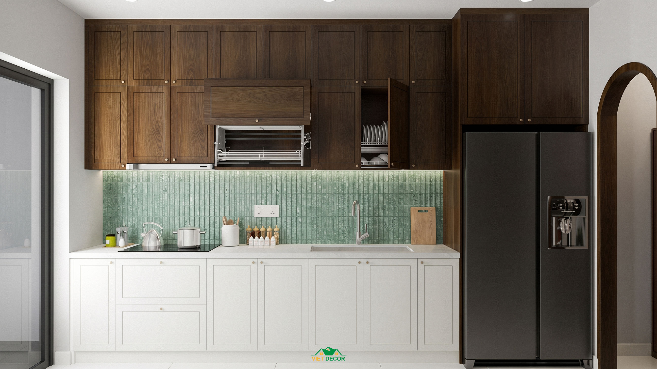 Nội Thất Việt Decor thiết kế thi công nội thất căn hộ 3 phòng ngủ chung cư Victoria Village TP HCM, tủ bếp