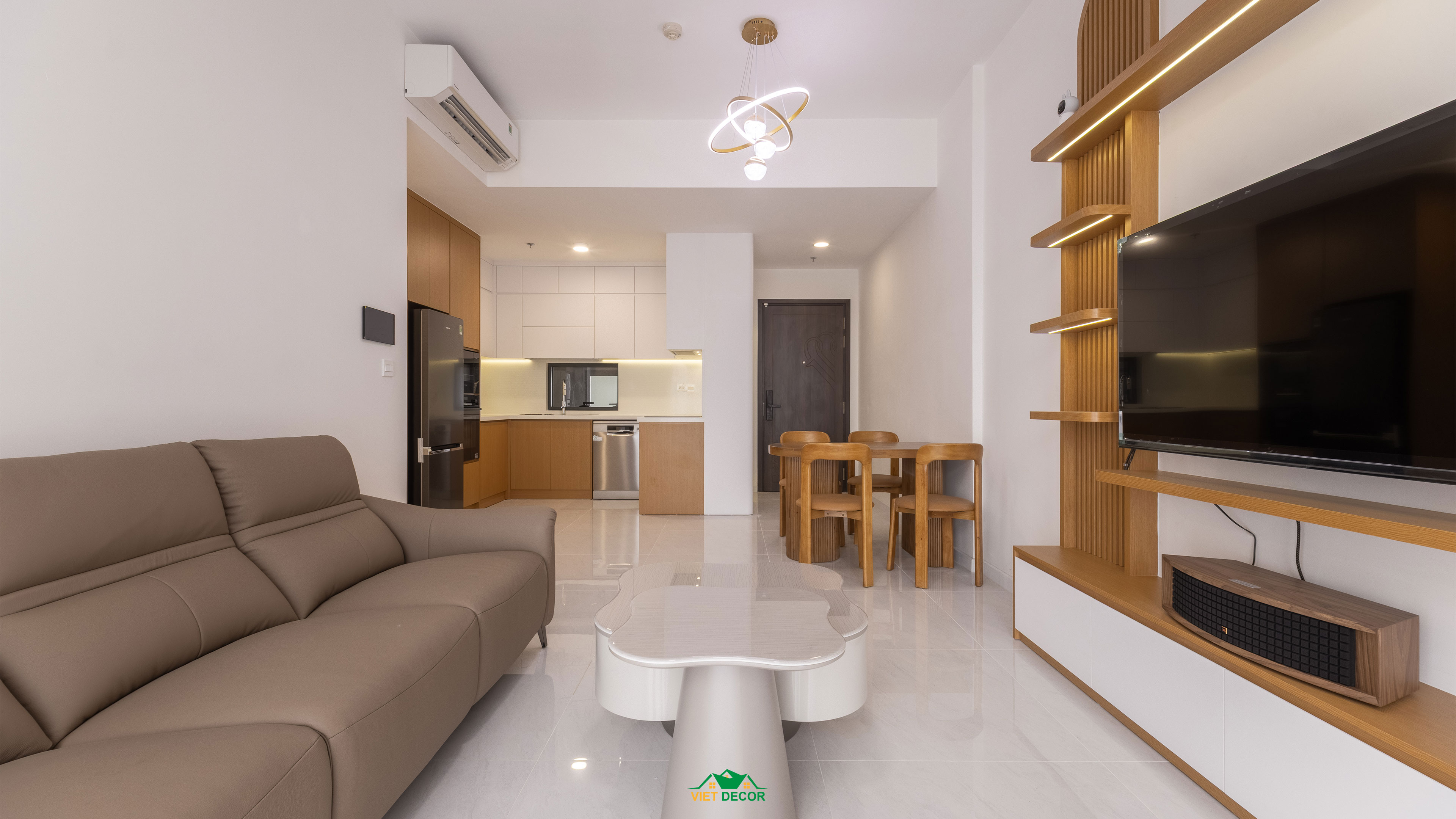 Nội Thất Việt Decor thiết kế, thi công nội thất hiện đại căn hộ 3 phòng ngủ chung cư Victoria Village TPHCM, phòng khách