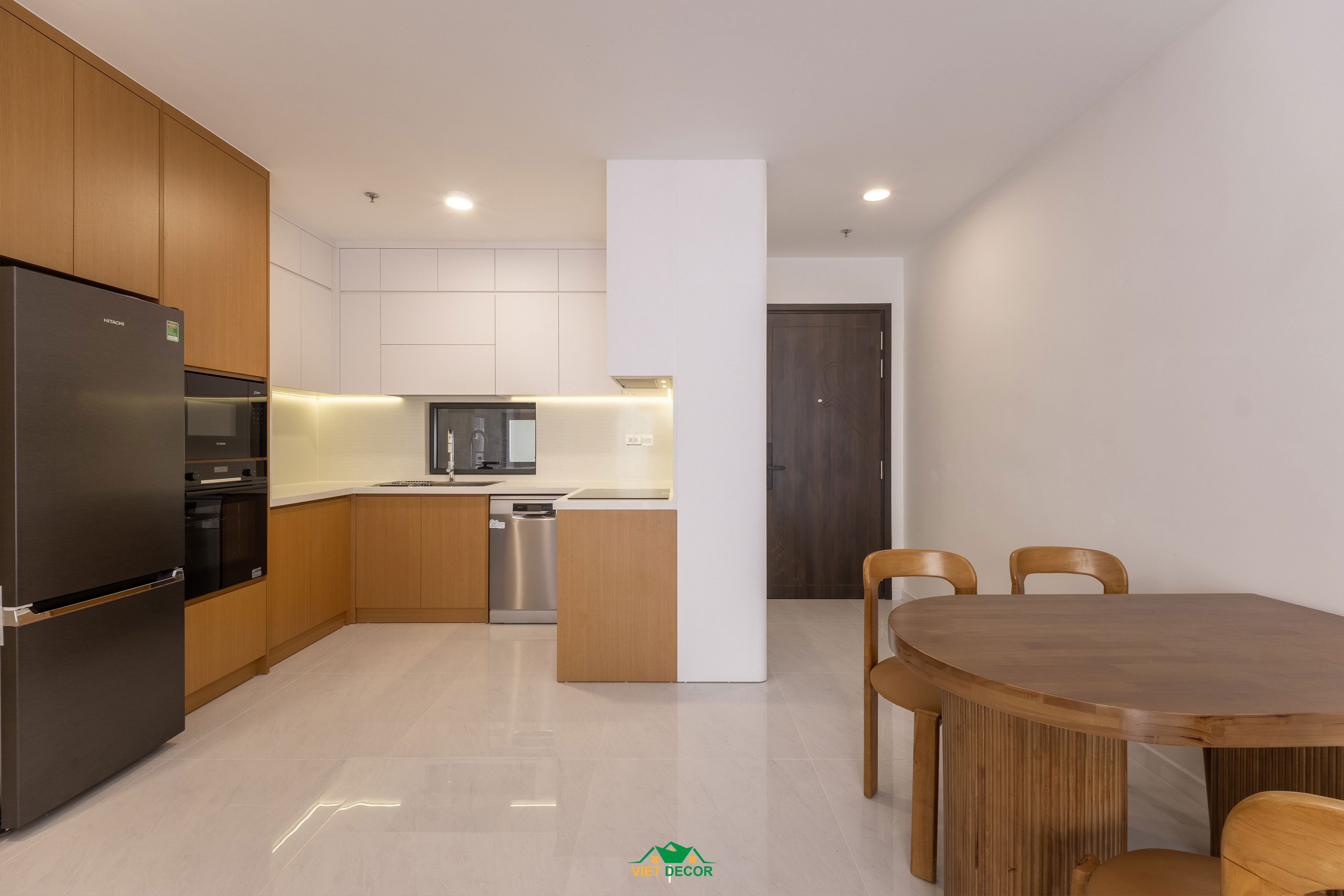 Nội Thất Việt Decor thiết kế, thi công nội thất hiện đại căn hộ 3 phòng ngủ chung cư Victoria Village TPHCM, tủ bếp