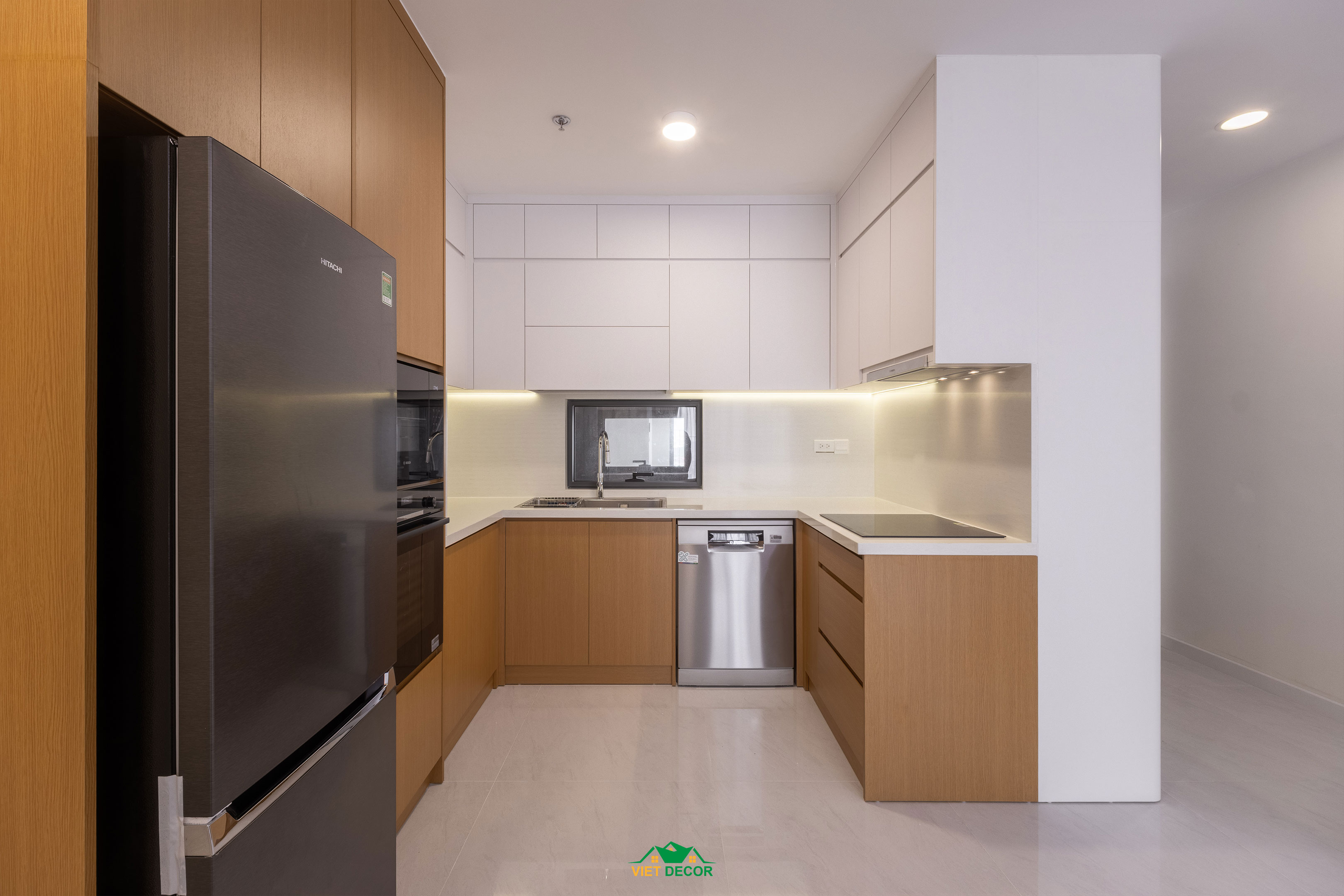 Nội Thất Việt Decor thiết kế, thi công nội thất hiện đại căn hộ 3 phòng ngủ chung cư Victoria Village TPHCM, tủ bếp