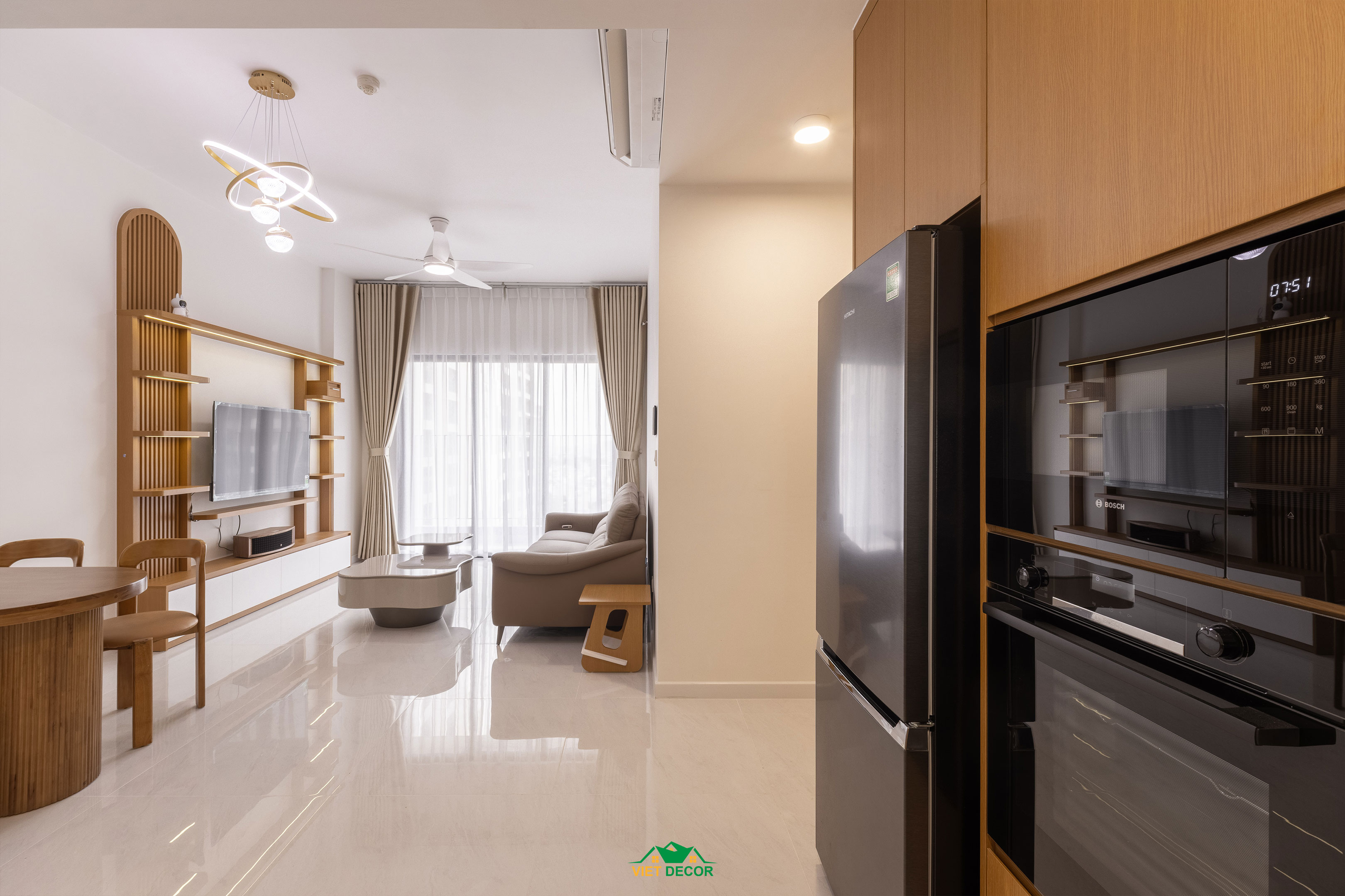 Nội Thất Việt Decor thiết kế, thi công nội thất hiện đại căn hộ 3 phòng ngủ chung cư Victoria Village TPHCM, tủ bếp