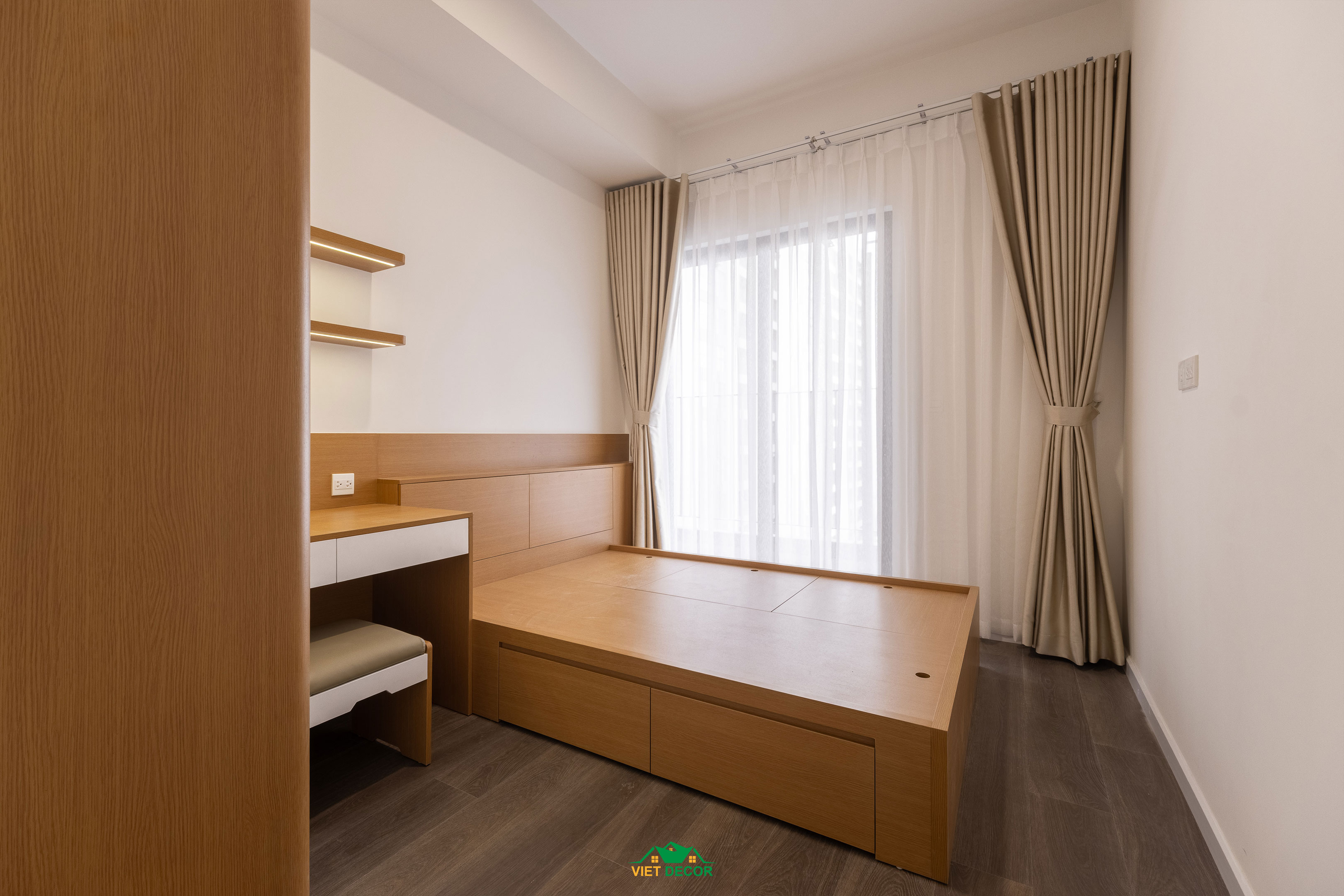 Nội Thất Việt Decor thiết kế, thi công nội thất hiện đại căn hộ 3 phòng ngủ chung cư Victoria Village TPHCM, phòng ngủ nhỏ