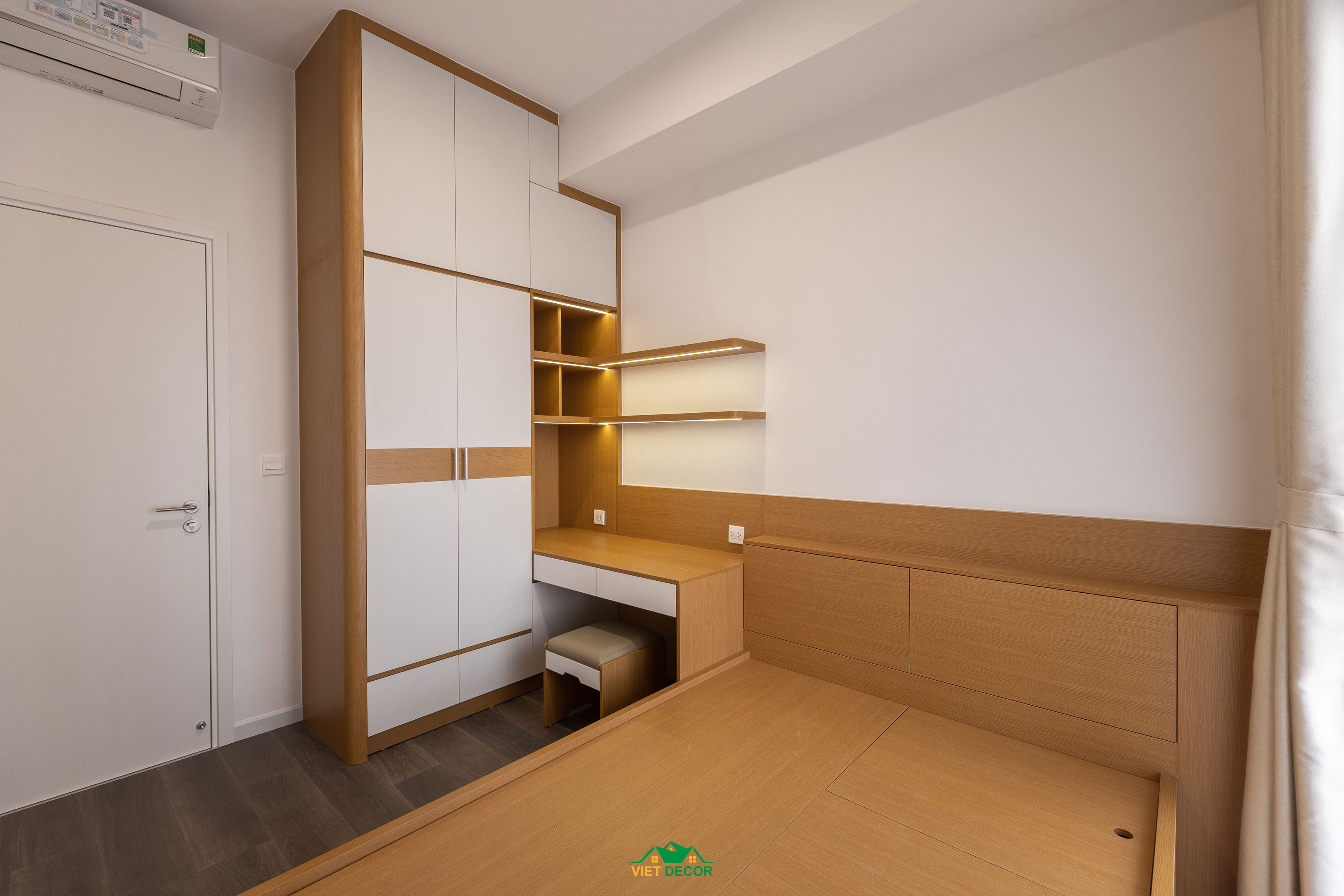 Nội Thất Việt Decor thiết kế, thi công nội thất hiện đại căn hộ 3 phòng ngủ chung cư Victoria Village TPHCM, phòng ngủ nhỏ