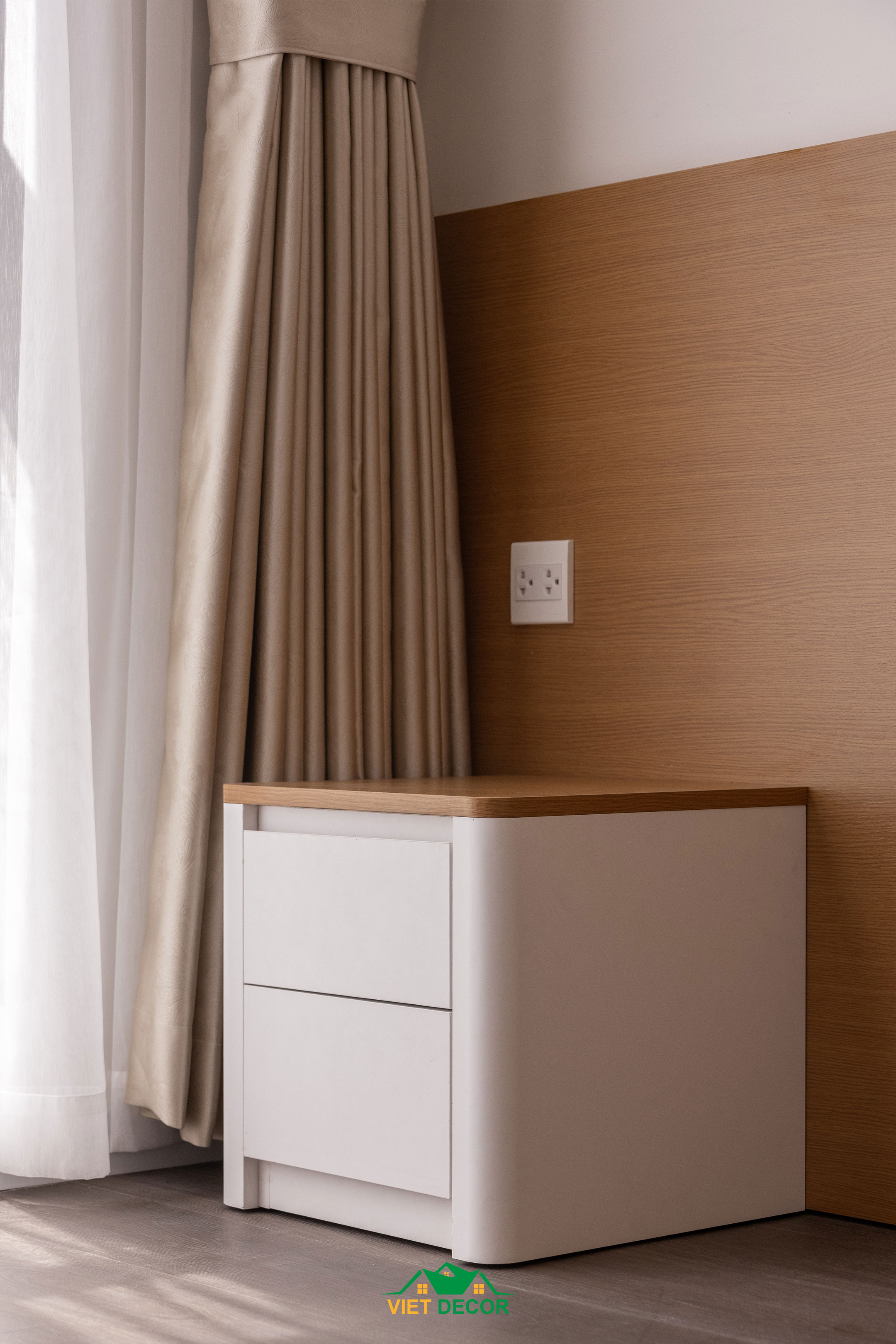 Nội Thất Việt Decor thiết kế, thi công nội thất hiện đại căn hộ 3 phòng ngủ chung cư Victoria Village TPHCM, tab phòng ngủ nhỏ