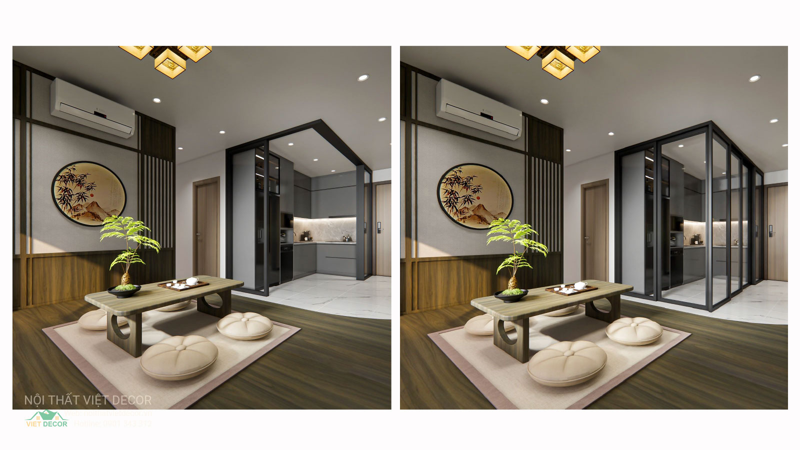 Nội Thất Việt Decor thiết kế thi công trang trí nội thất, tủ bếp nhôm kính căn hộ 3 phòng ngủ chung cư Glory Heights Vinhomes Grand Park quận 9 TP HCM, hồ sơ thiết kế