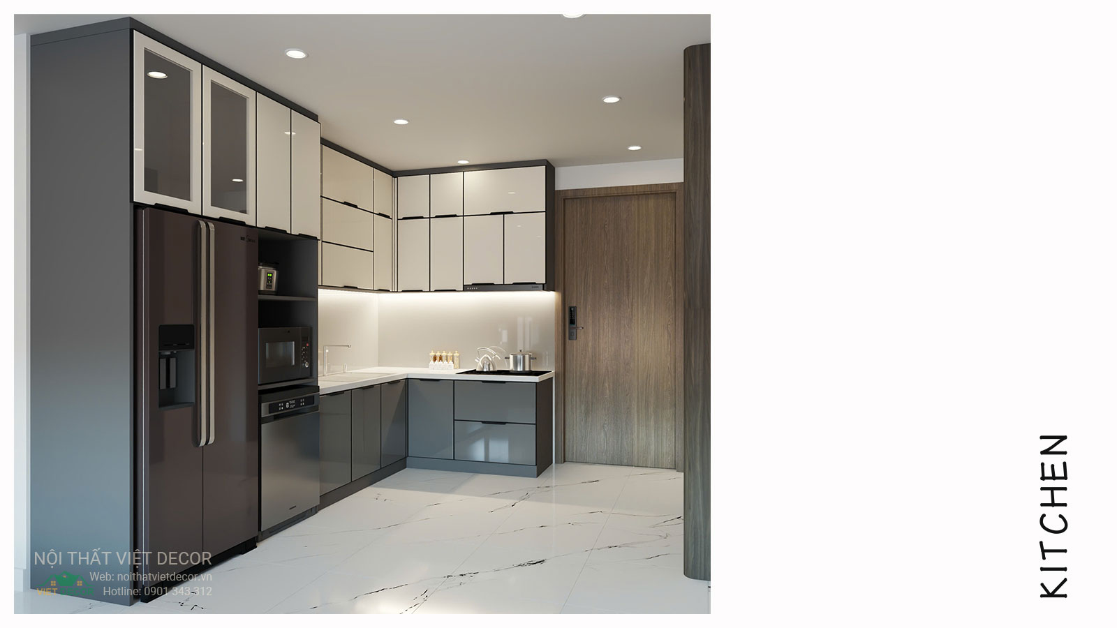Nội Thất Việt Decor thiết kế thi công trang trí nội thất, tủ bếp nhôm kính căn hộ 3 phòng ngủ chung cư Glory Heights Vinhomes Grand Park quận 9 TP HCM, hồ sơ thiết kế