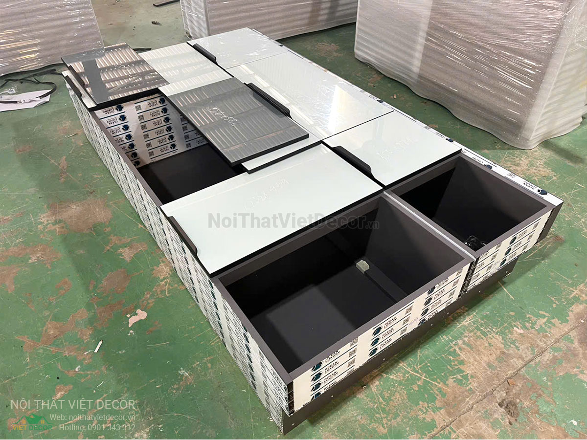 Nội Thất Việt Decor thiết kế thi công trang trí nội thất, tủ bếp nhôm kính căn hộ 3 phòng ngủ chung cư Glory Heights Vinhomes Grand Park quận 9 TP HCM, thi công tủ bếp nhôm kính