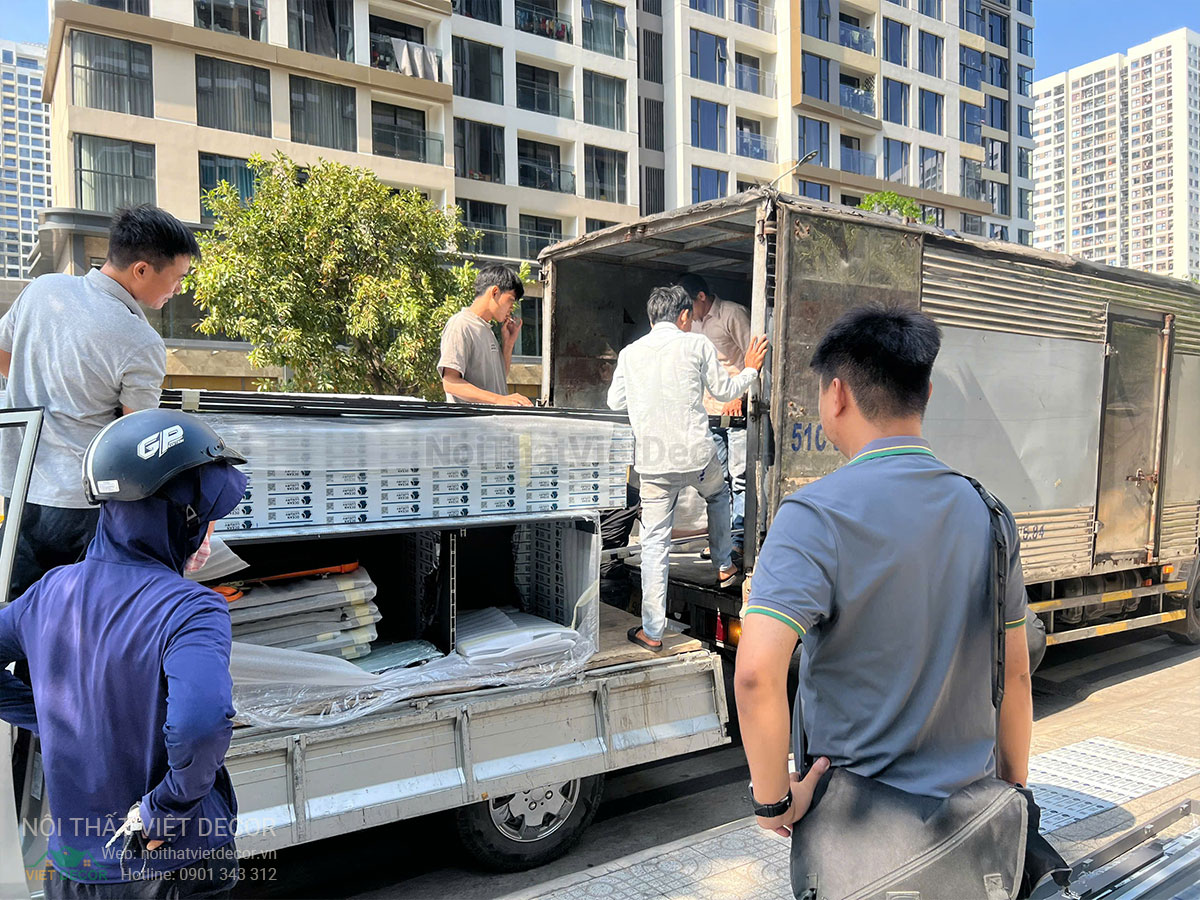 Nội Thất Việt Decor thiết kế thi công trang trí nội thất, tủ bếp nhôm kính căn hộ 3 phòng ngủ chung cư Glory Heights Vinhomes Grand Park quận 9 TP HCM, thi công tủ bếp nhôm kính