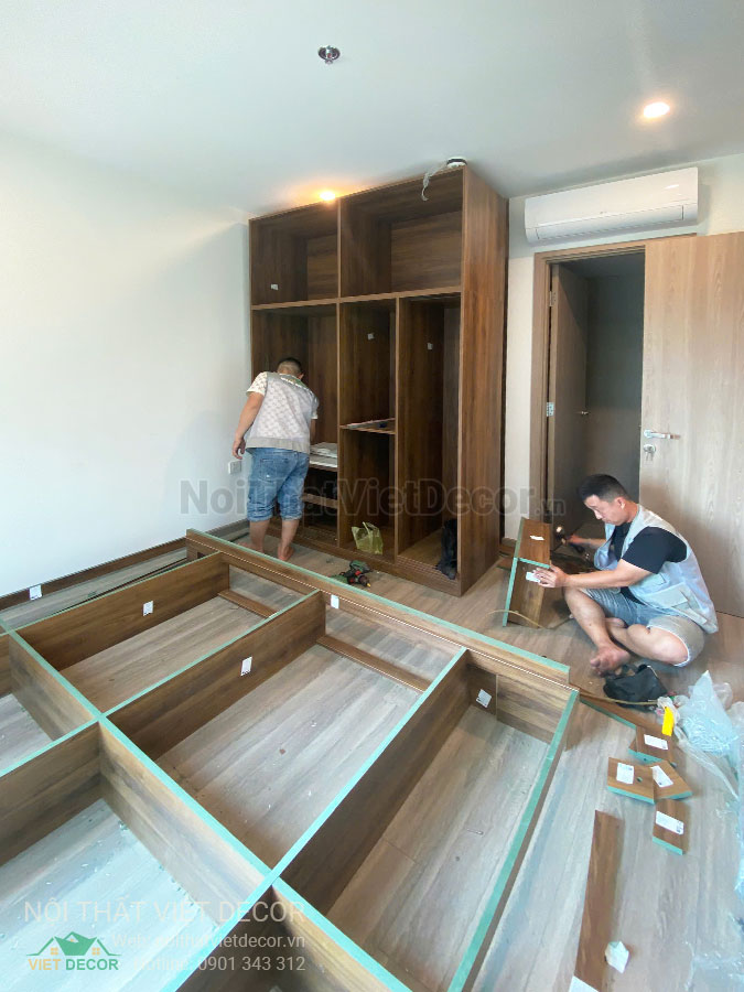Nội Thất Việt Decor thiết kế thi công trang trí nội thất, tủ bếp nhôm kính căn hộ 3 phòng ngủ chung cư Glory Heights Vinhomes Grand Park quận 9 TP HCM