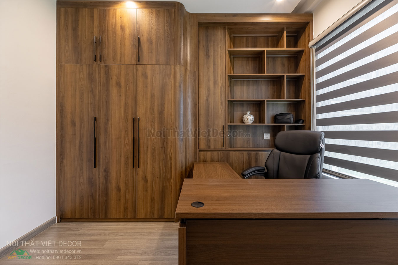 Nội Thất Việt Decor thiết kế thi công trang trí nội thất, tủ bếp nhôm kính căn hộ 3 phòng ngủ chung cư Glory Heights Vinhomes Grand Park quận 9 TP HCM, phòng làm việc