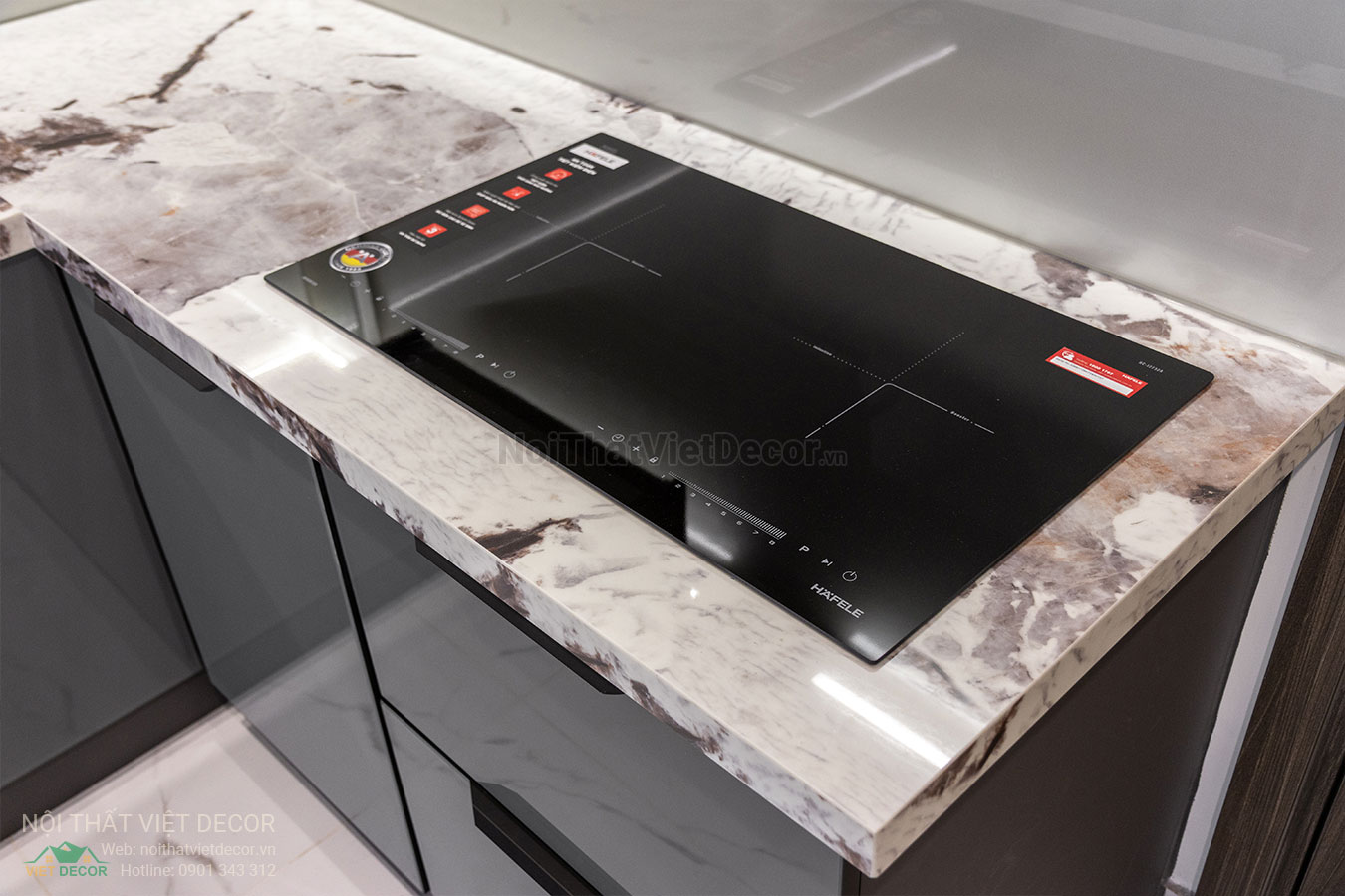Nội Thất Việt Decor thiết kế thi công trang trí nội thất, tủ bếp nhôm kính căn hộ 3 phòng ngủ chung cư Glory Heights Vinhomes Grand Park quận 9 TP HCM, tủ bếp hợp kim nhôm cánh kính